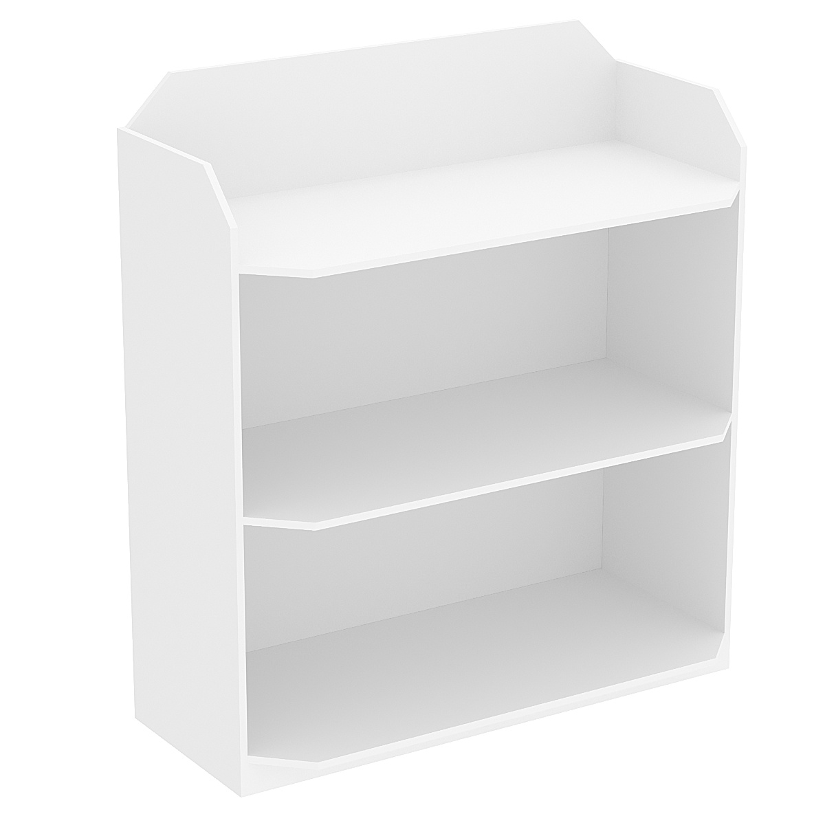 Торговый стеллаж из ДСП для обуви №4 низкий с тремя полками Белый