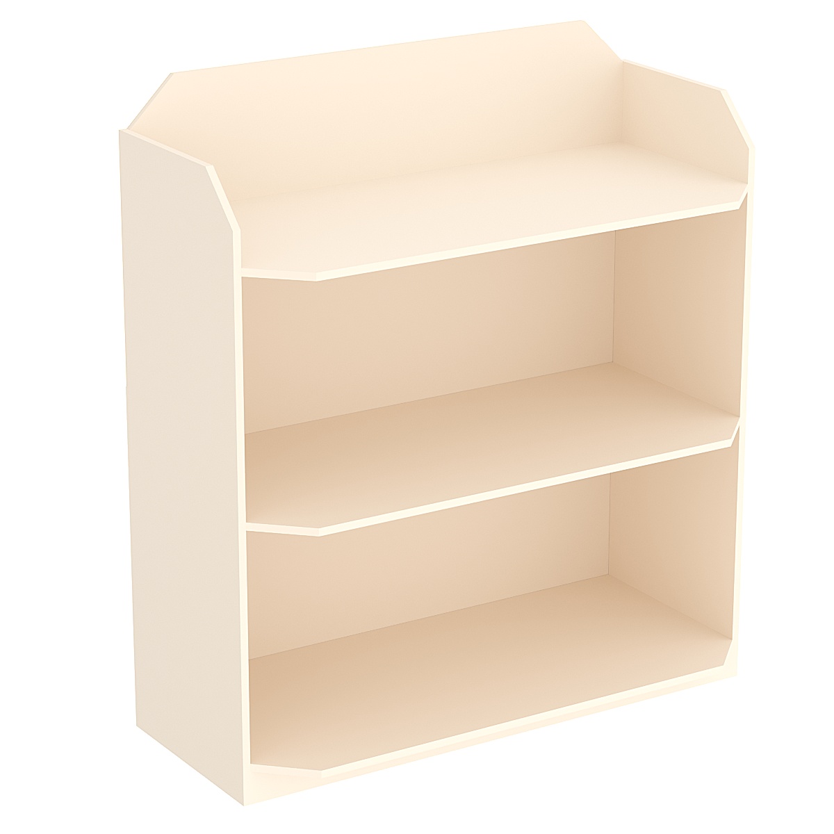 Торговый стеллаж из ДСП для обуви №4 низкий с тремя полками Крем Вайс