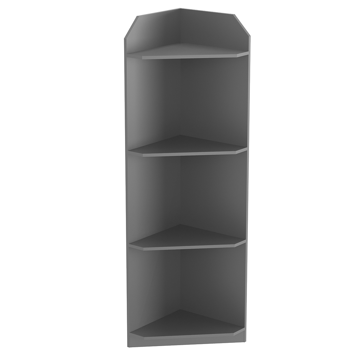 Торговый стеллаж из ДСП для обуви №5 высокий угловой с четырьмя полками Темно-Серый