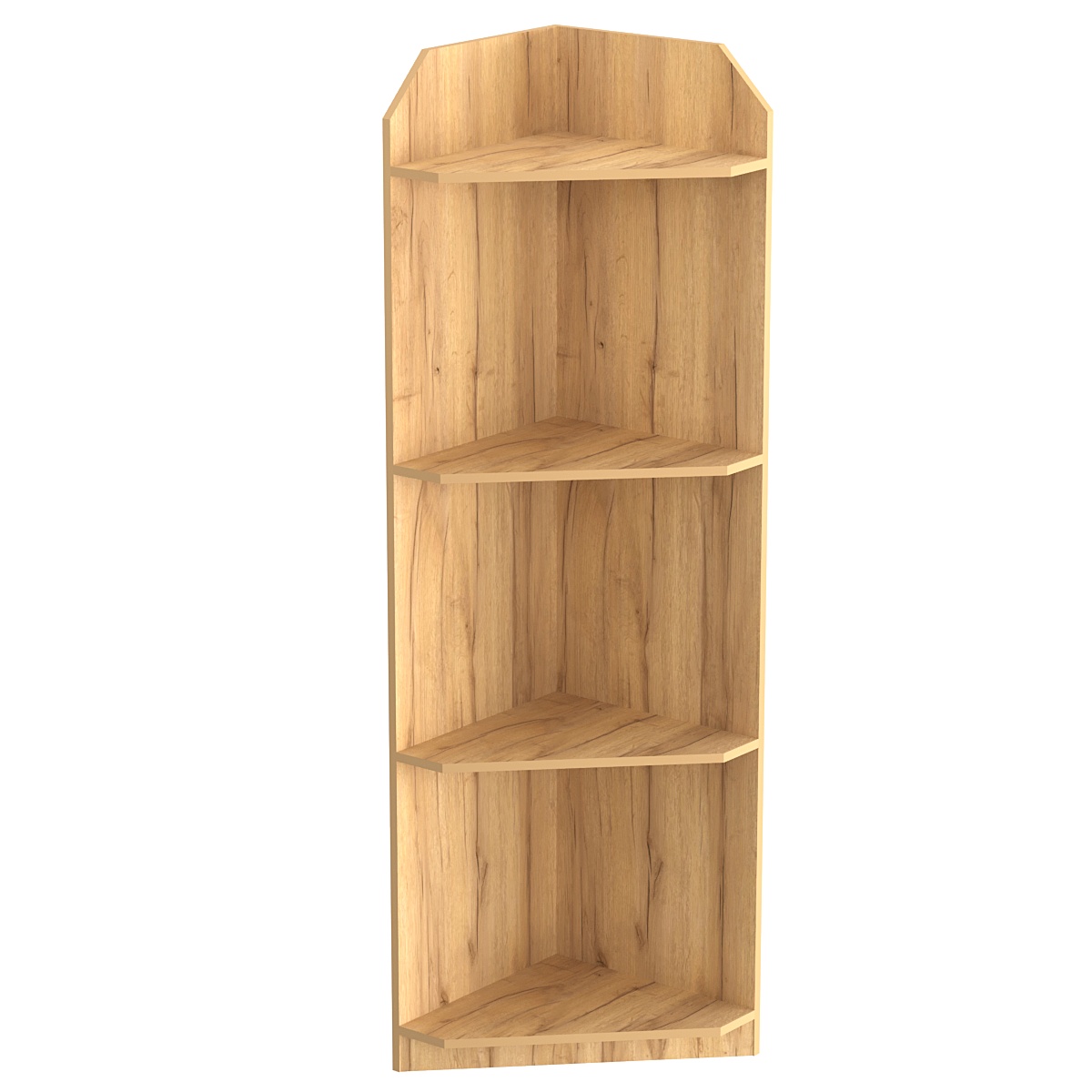 Торговый стеллаж из ДСП для обуви №5 высокий угловой с четырьмя полками Дуб Золотистый