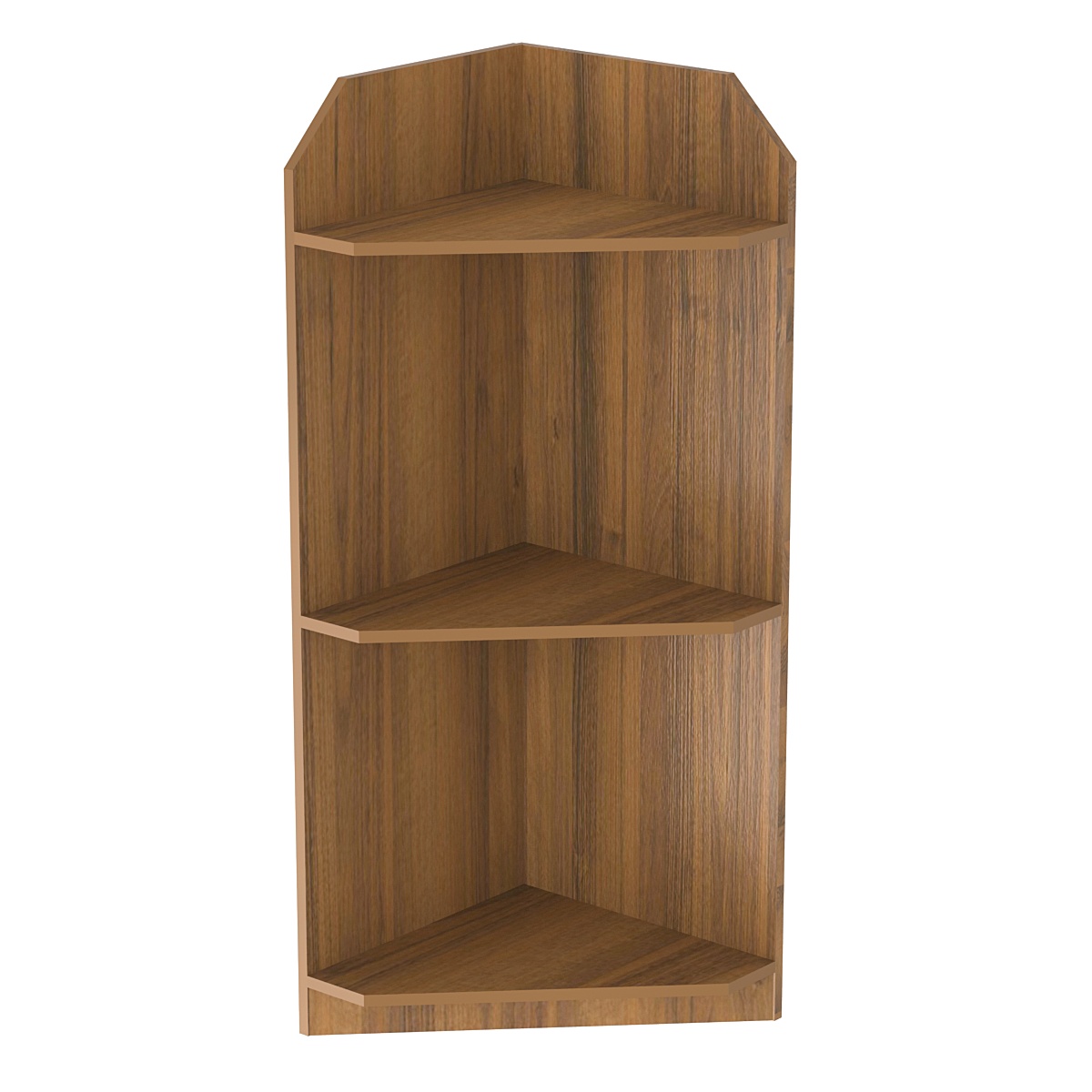 Торговый стеллаж из ДСП для обуви №6 низкий с тремя полками угловой Орех