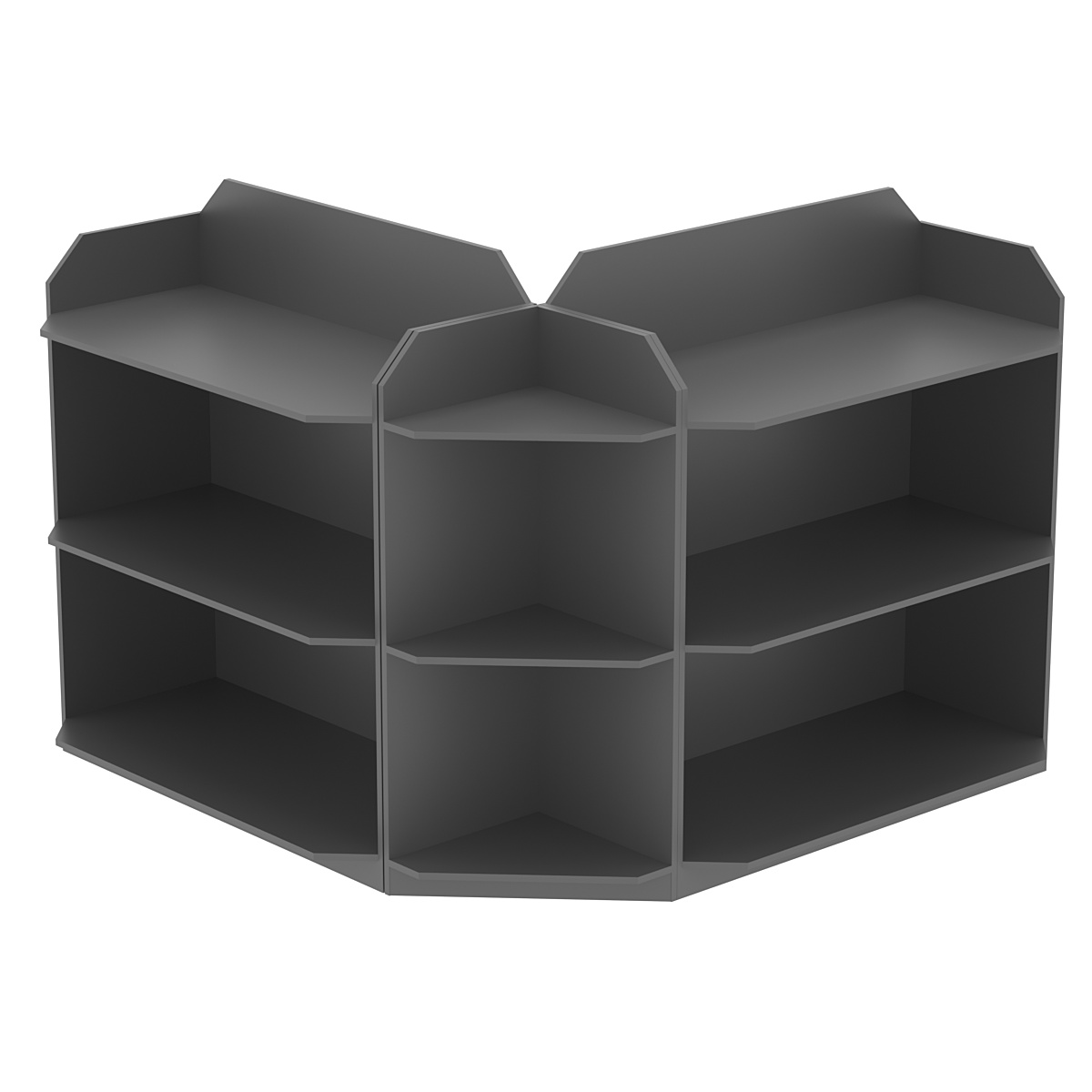 Торговый угловой низкий стеллаж для обуви с тремя полками №1 Темно-Серый