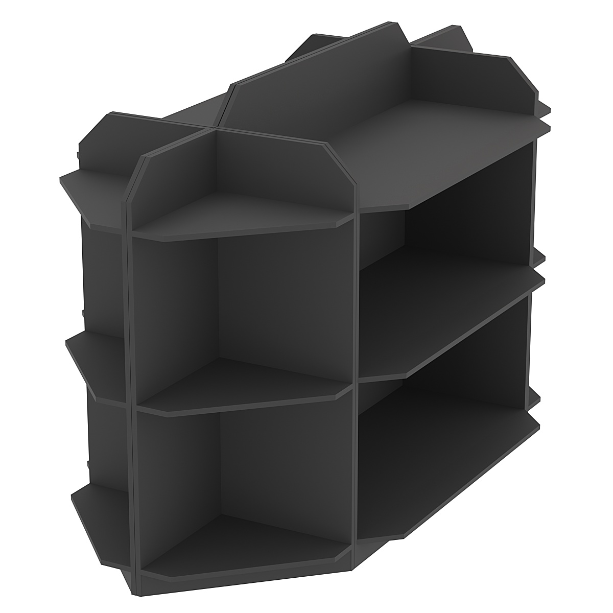 Торговый островной низкий стеллаж для обуви с тремя полками №1 Черный