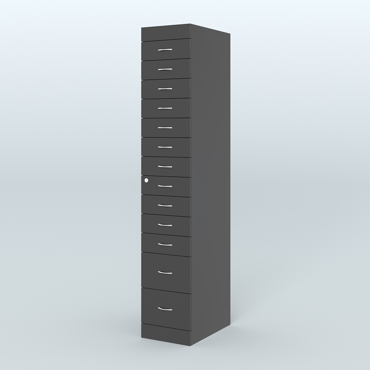 Рецептурный шкаф для аптек METACASE №1 глубиной 600 мм (13 ящиков) Черный