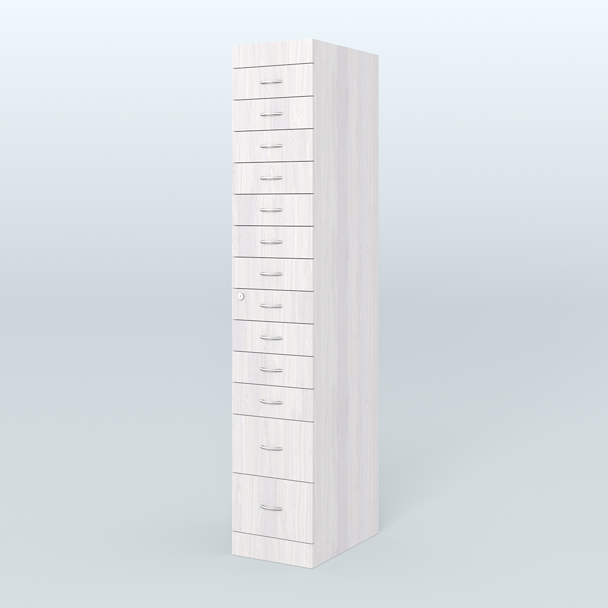 Рецептурный шкаф для аптек METACASE №1 глубиной 600 мм (13 ящиков) Ясень Анкор светлый