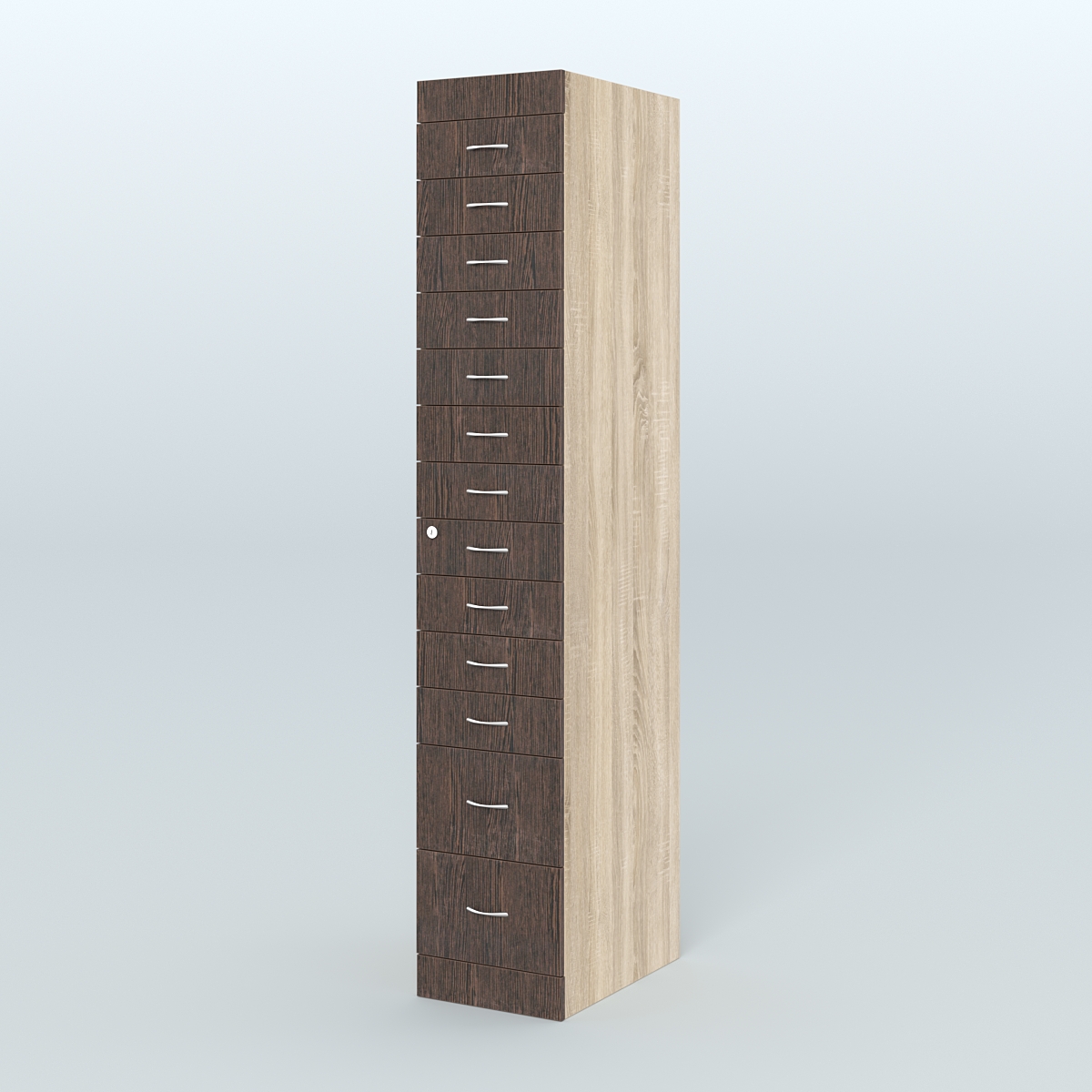 Рецептурный шкаф для аптек METACASE №1 глубиной 600 мм (13 ящиков) Дуб Сонома + Дуб Венге