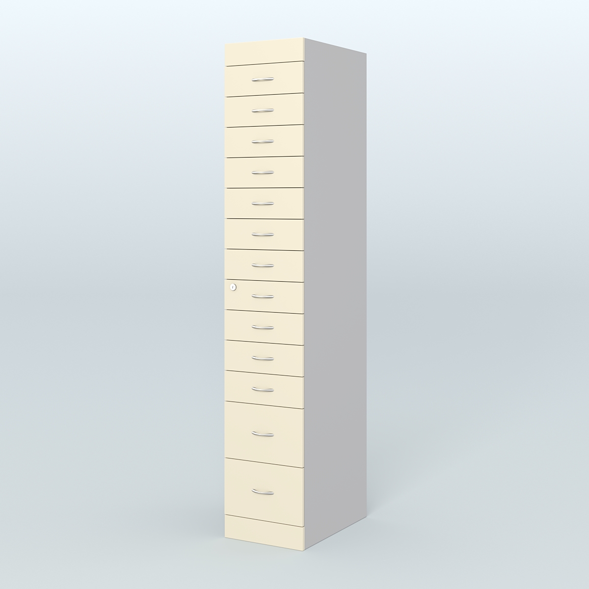 Рецептурный шкаф для аптек METACASE №1 глубиной 600 мм (13 ящиков) Серый + Крем Вайс