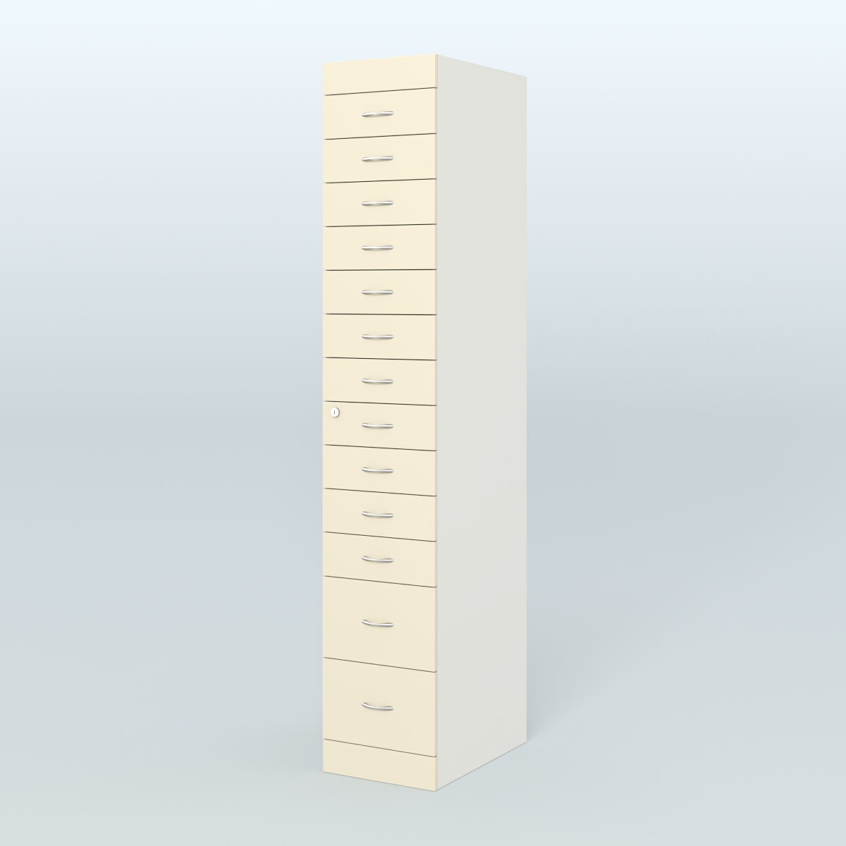 Рецептурный шкаф для аптек METACASE №1 глубиной 600 мм (13 ящиков) Белый + Крем Вайс