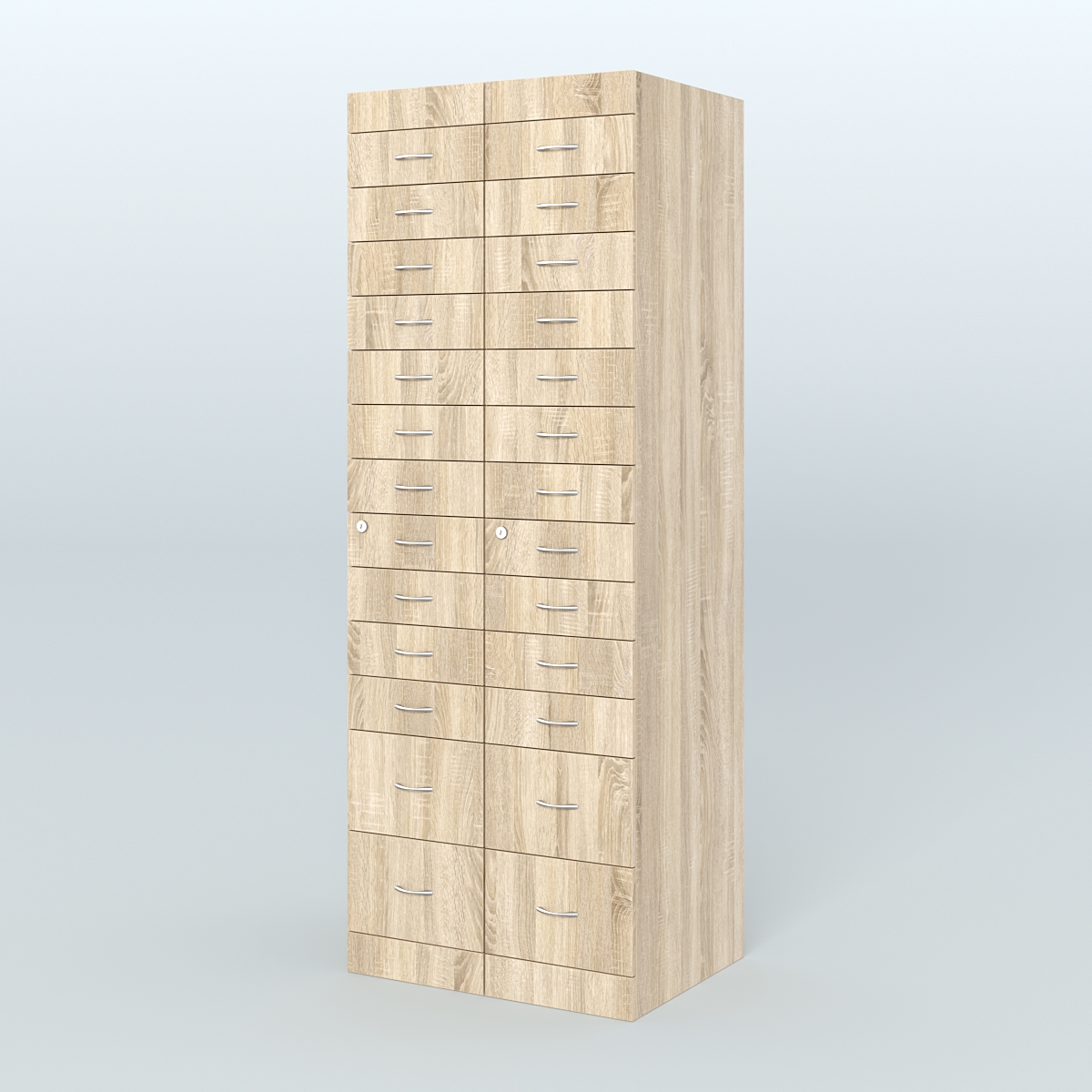 Рецептурный шкаф для аптек METACASE №2 глубиной 600 мм (26 ящиков) Дуб Сонома