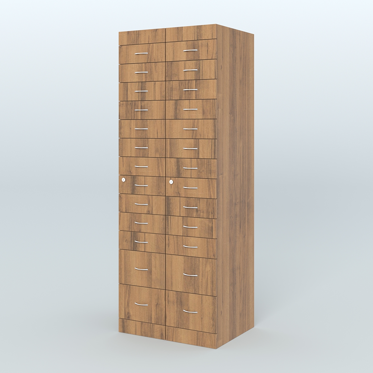 Рецептурный шкаф для аптек METACASE №2 глубиной 600 мм (26 ящиков) Орех