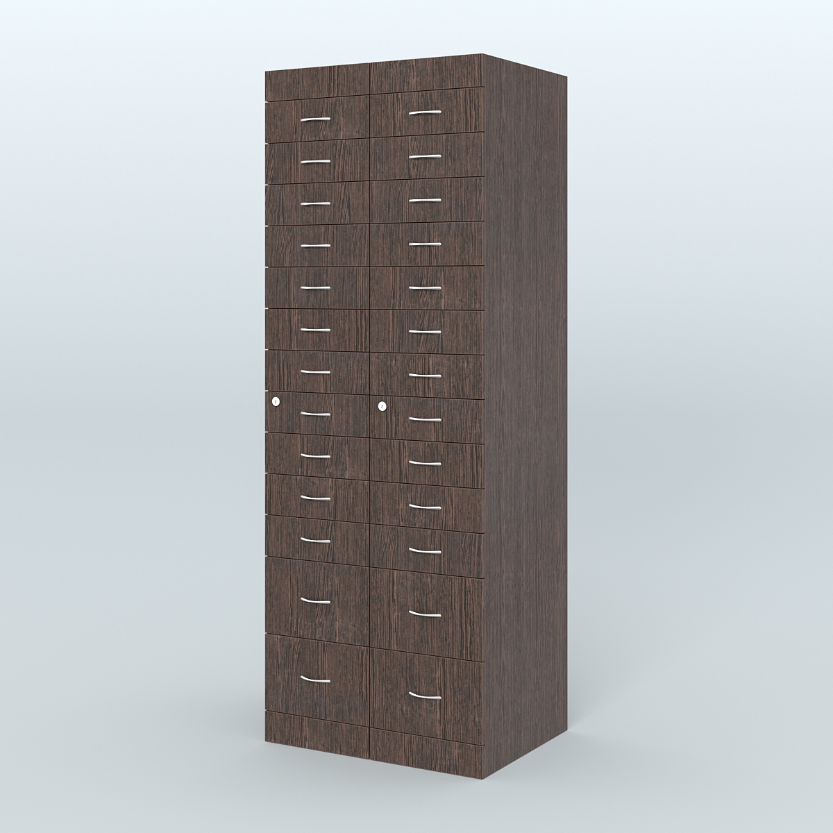 Рецептурный шкаф для аптек METACASE №2 глубиной 600 мм (26 ящиков) Дуб Венге