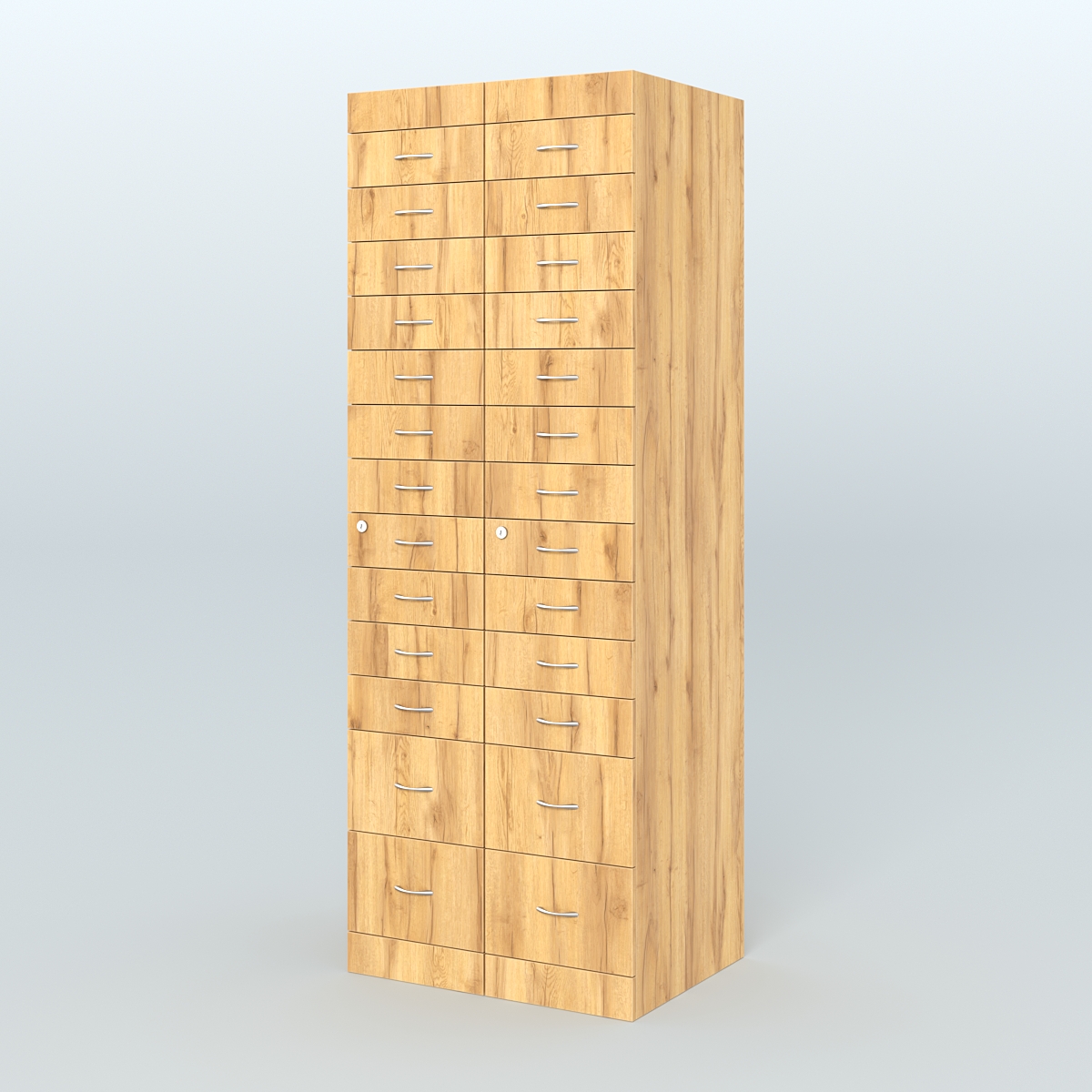 Рецептурный шкаф для аптек METACASE №2 глубиной 600 мм (26 ящиков) Дуб Золотистый