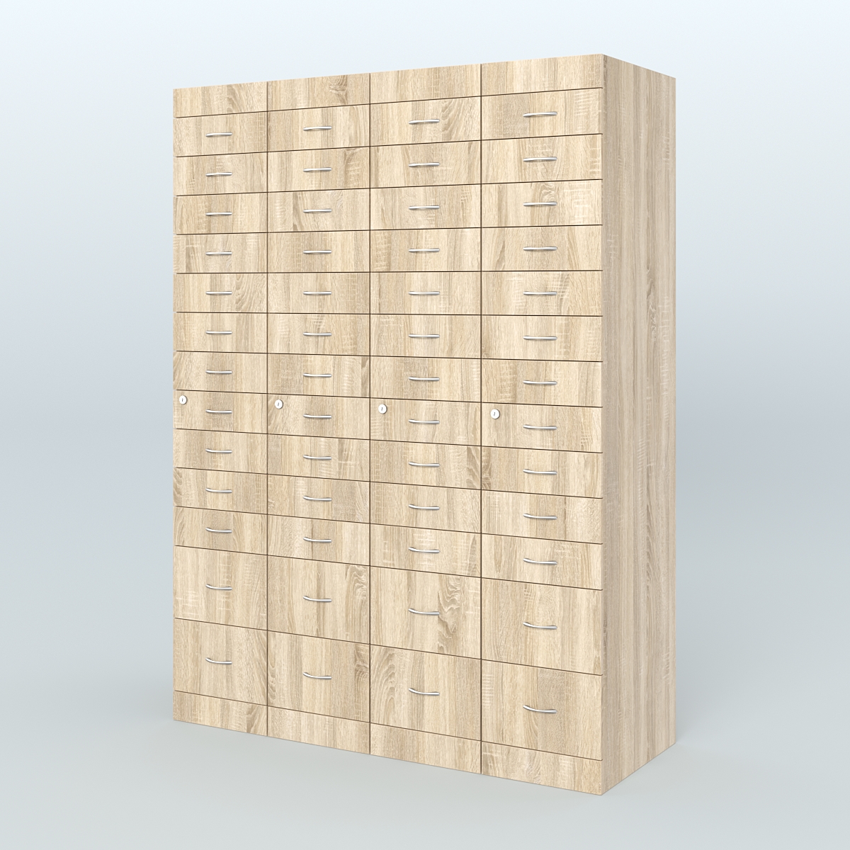 Рецептурный шкаф для аптек METACASE №4 глубиной 600 мм (52 ящика) Дуб Сонома