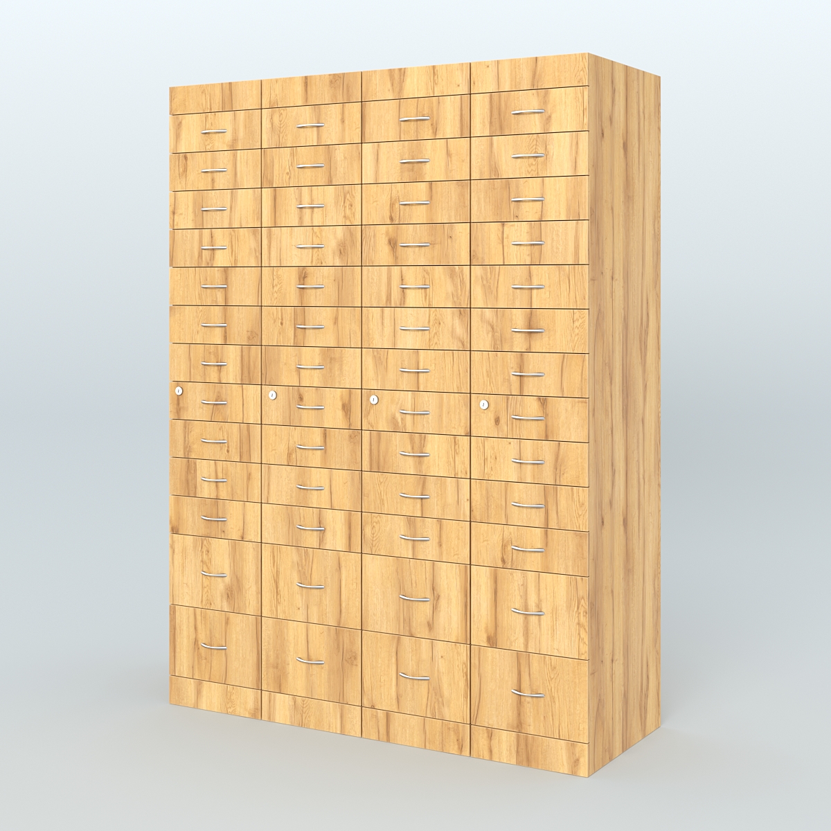 Рецептурный шкаф для аптек METACASE №4 глубиной 600 мм (52 ящика) Дуб Золотистый