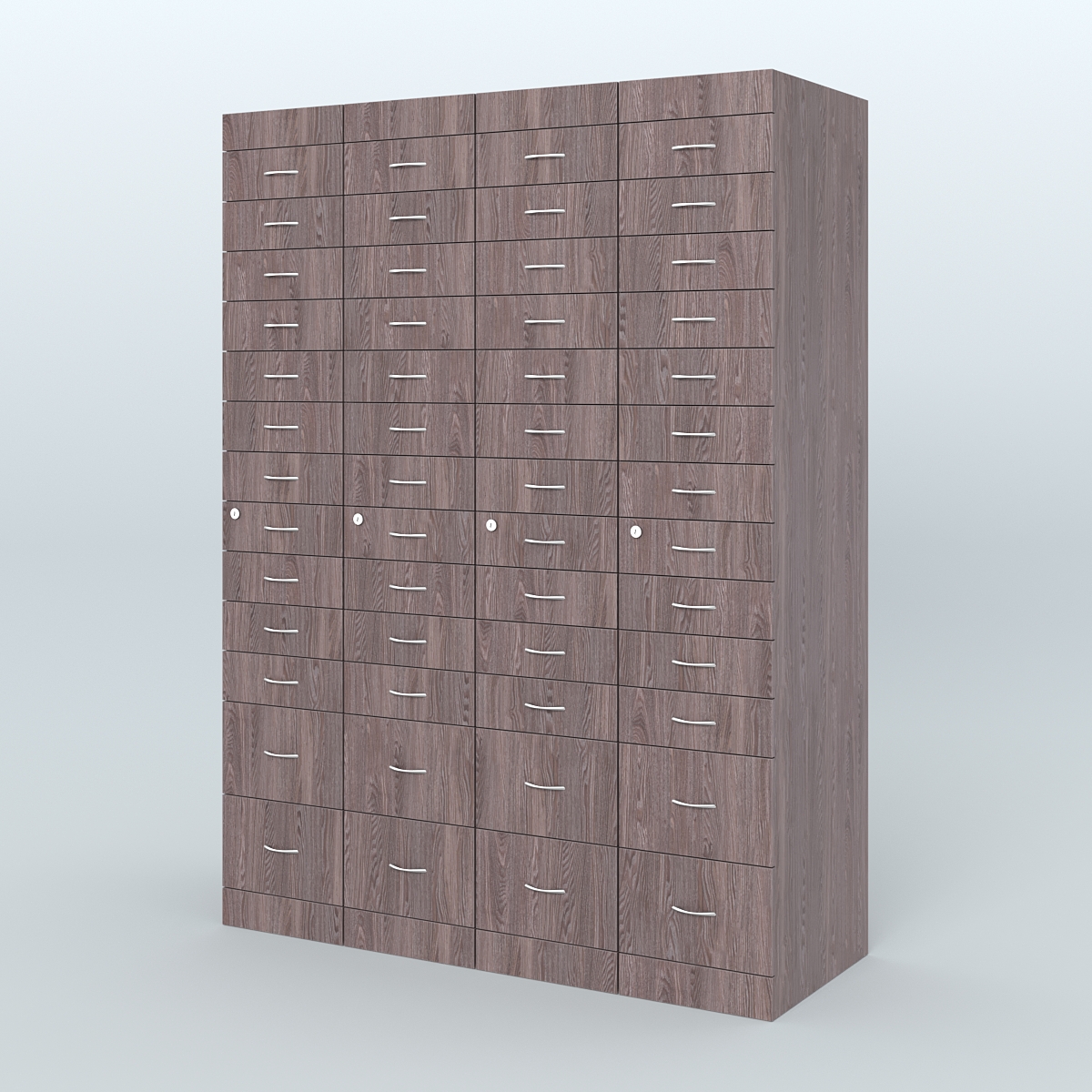 Рецептурный шкаф для аптек METACASE №4 глубиной 600 мм (52 ящика) Ясень Анкор темный