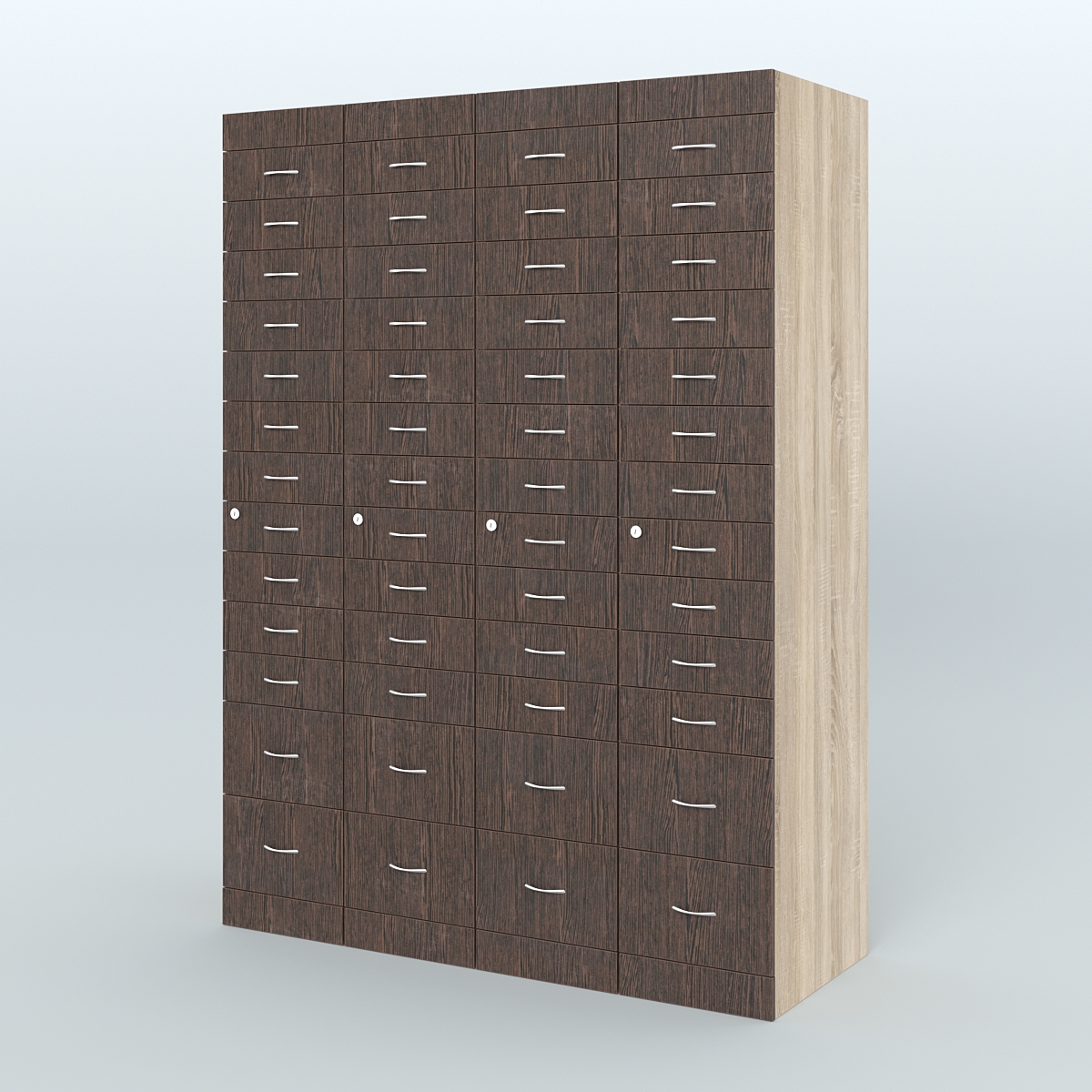 Рецептурный шкаф для аптек METACASE №4 глубиной 600 мм (52 ящика) Дуб Сонома + Дуб Венге