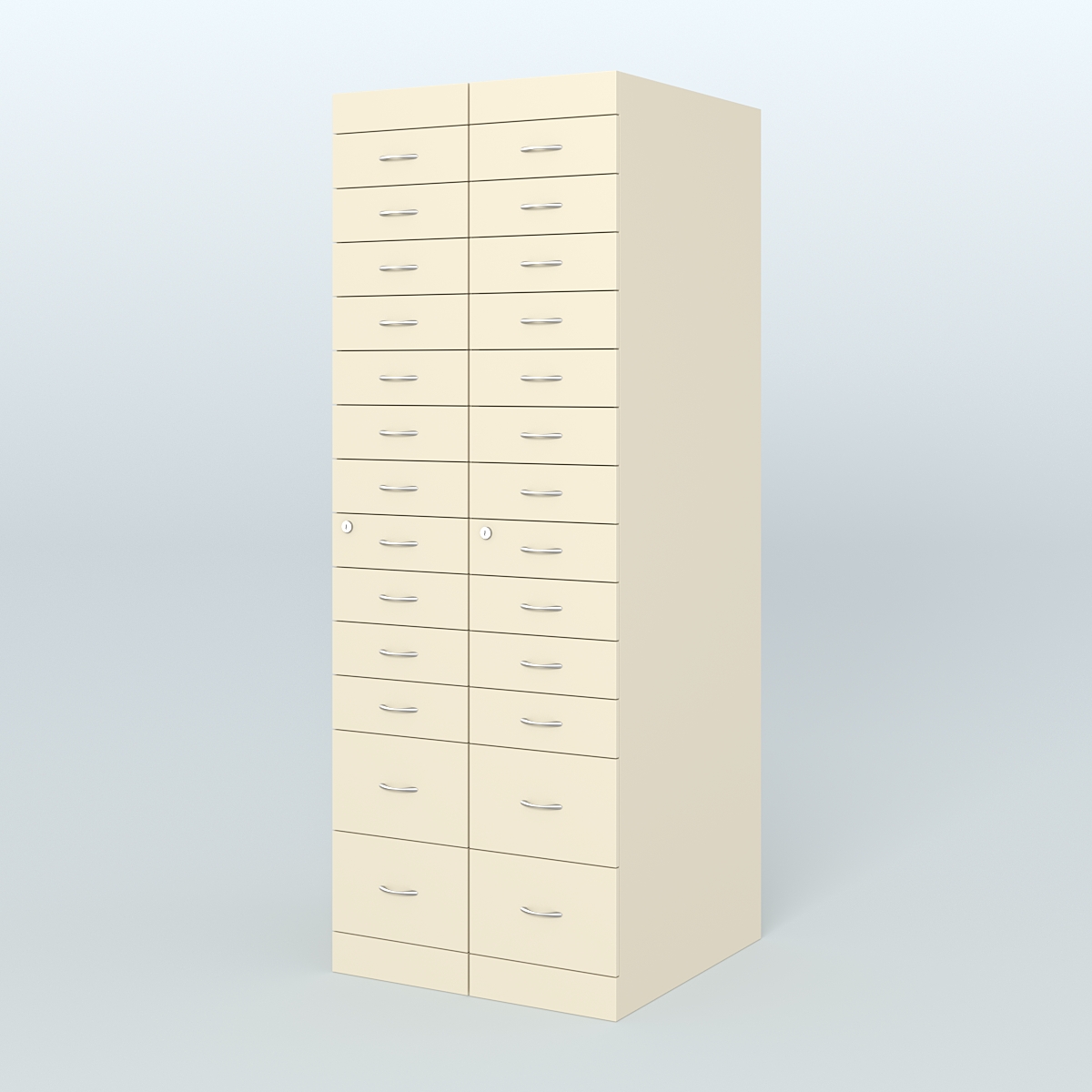 Рецептурный шкаф для аптек METACASE №2 глубиной 800 мм (26 ящиков) Крем Вайс