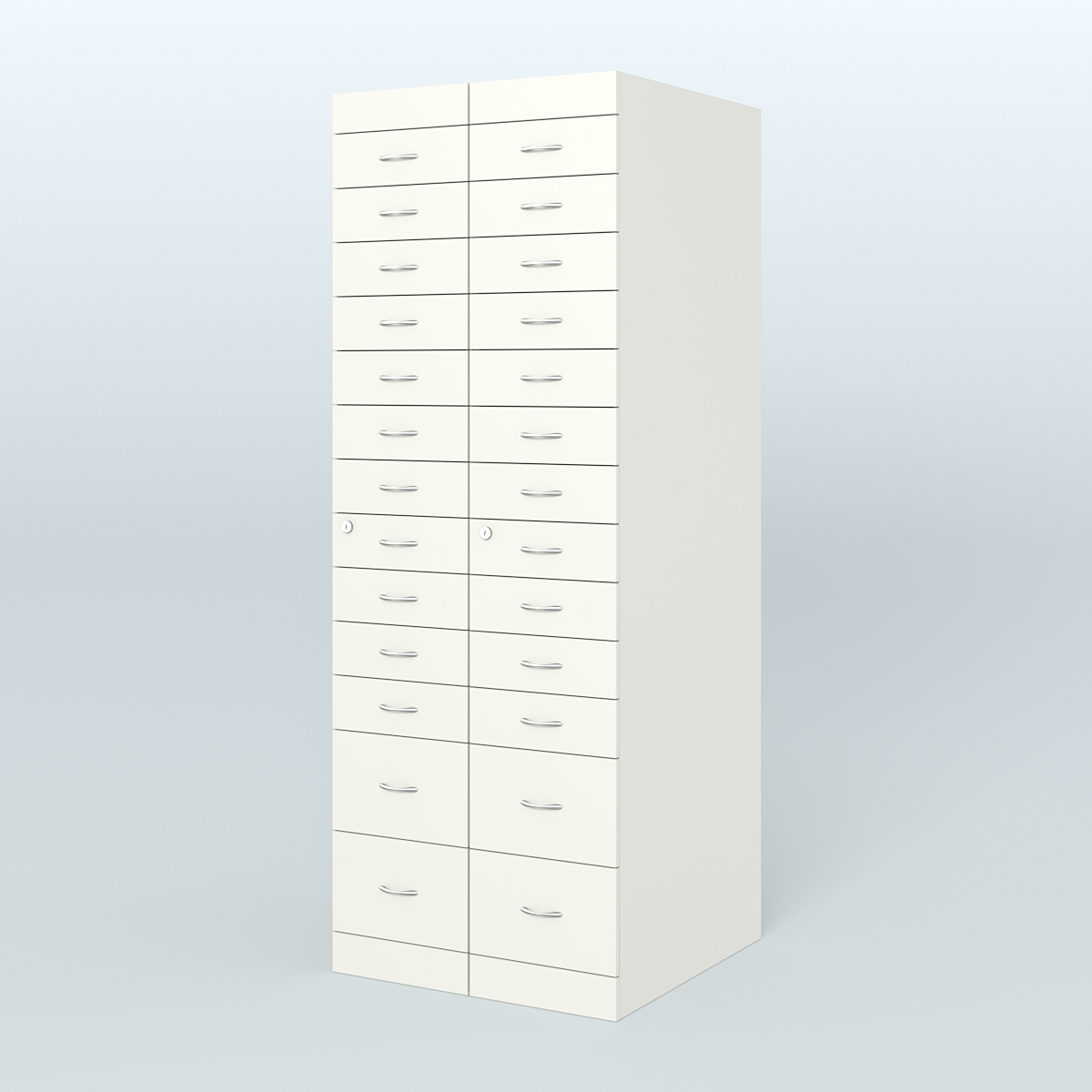 Рецептурный шкаф для аптек METACASE №2 глубиной 800 мм (26 ящиков) Белый