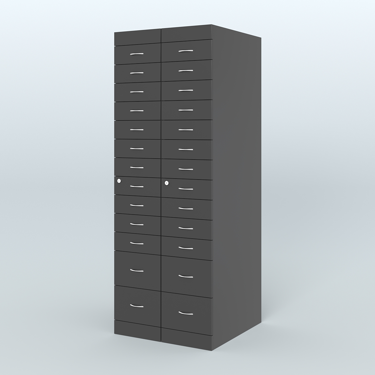 Рецептурный шкаф для аптек METACASE №2 глубиной 800 мм (26 ящиков) Черный