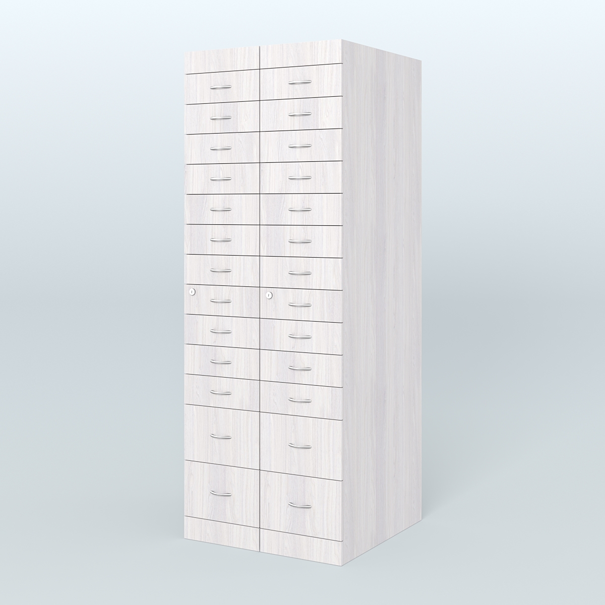 Рецептурный шкаф для аптек METACASE №2 глубиной 800 мм (26 ящиков) Ясень Анкор светлый