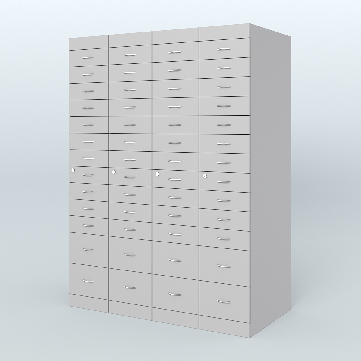 Рецептурный шкаф для аптек METACASE №4 глубиной 800 мм (52 ящика) Серый