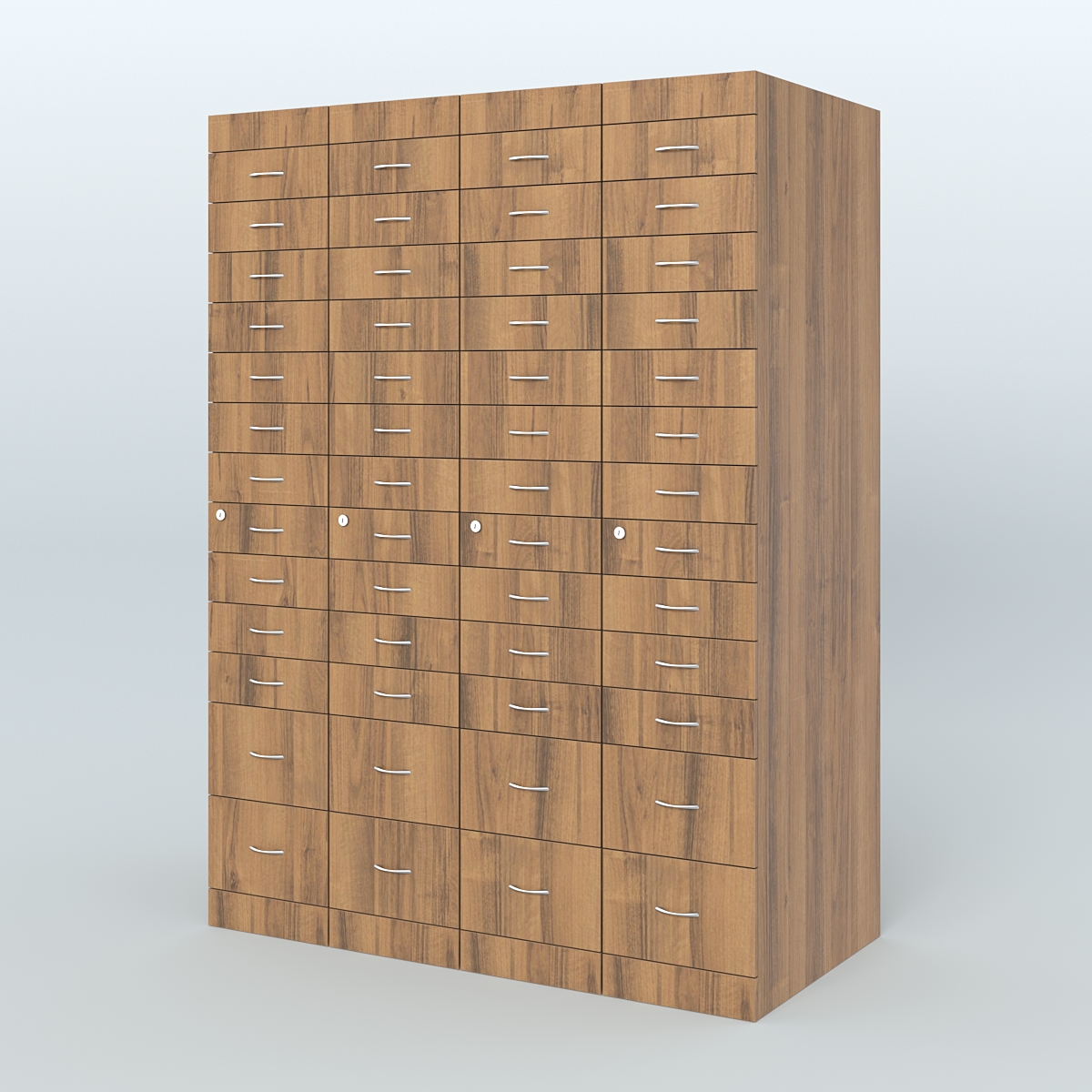 Рецептурный шкаф для аптек METACASE №4 глубиной 800 мм (52 ящика) Орех
