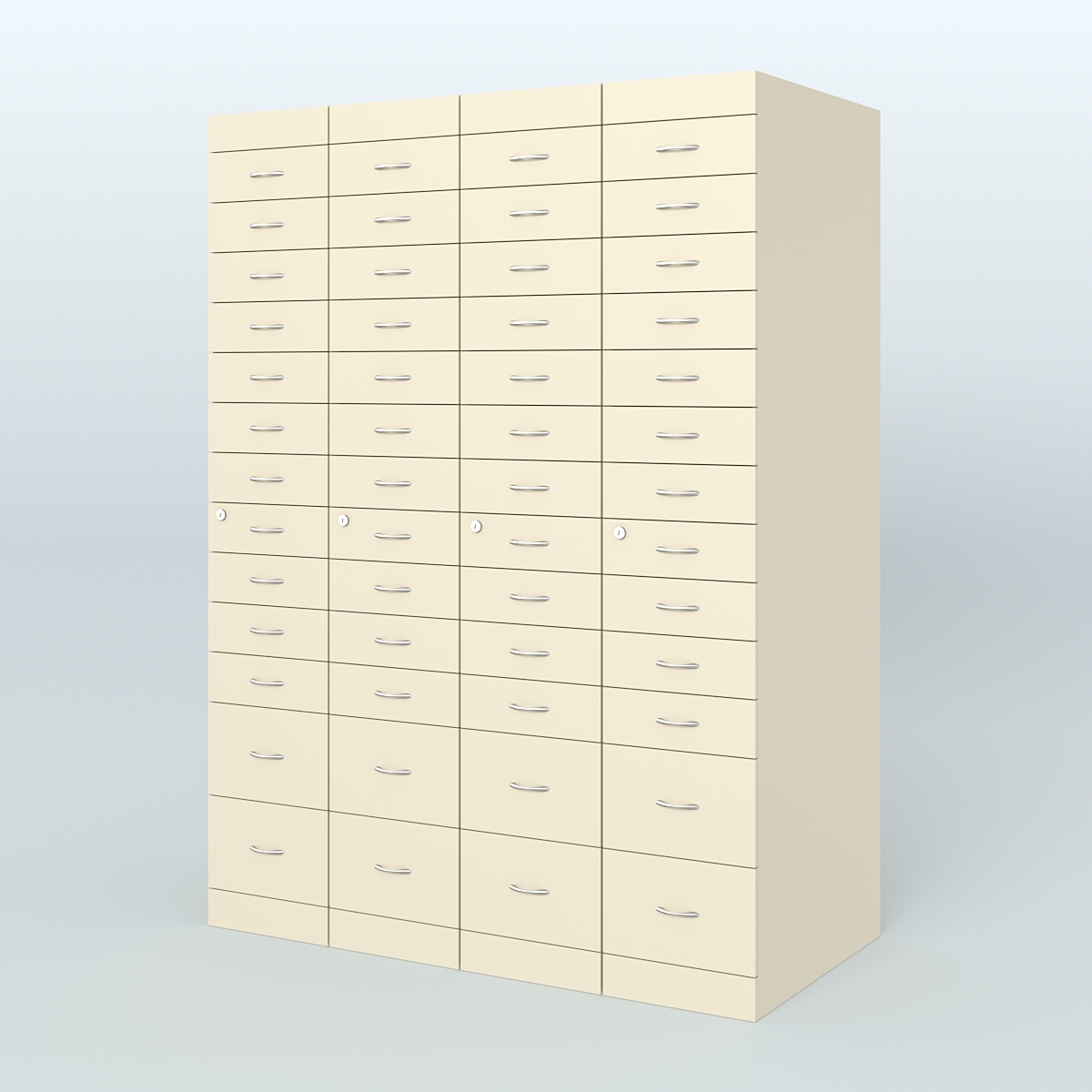 Рецептурный шкаф для аптек METACASE №4 глубиной 800 мм (52 ящика) Крем Вайс