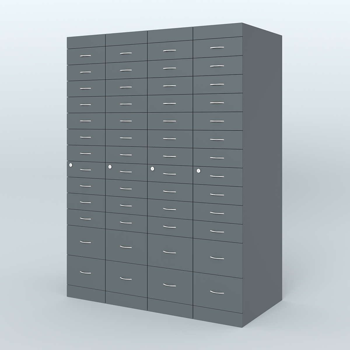 Рецептурный шкаф для аптек METACASE №4 глубиной 800 мм (52 ящика) Темно-Серый