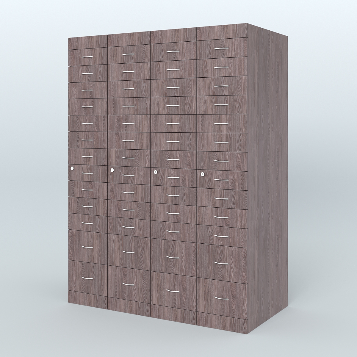 Рецептурный шкаф для аптек METACASE №4 глубиной 800 мм (52 ящика) Ясень Анкор темный