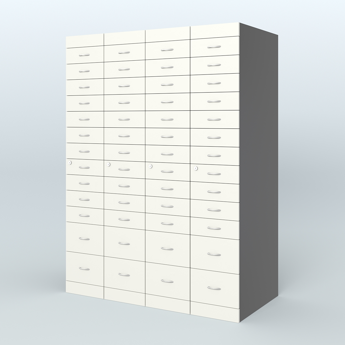 Рецептурный шкаф для аптек METACASE №4 глубиной 800 мм (52 ящика) Черный + Белый