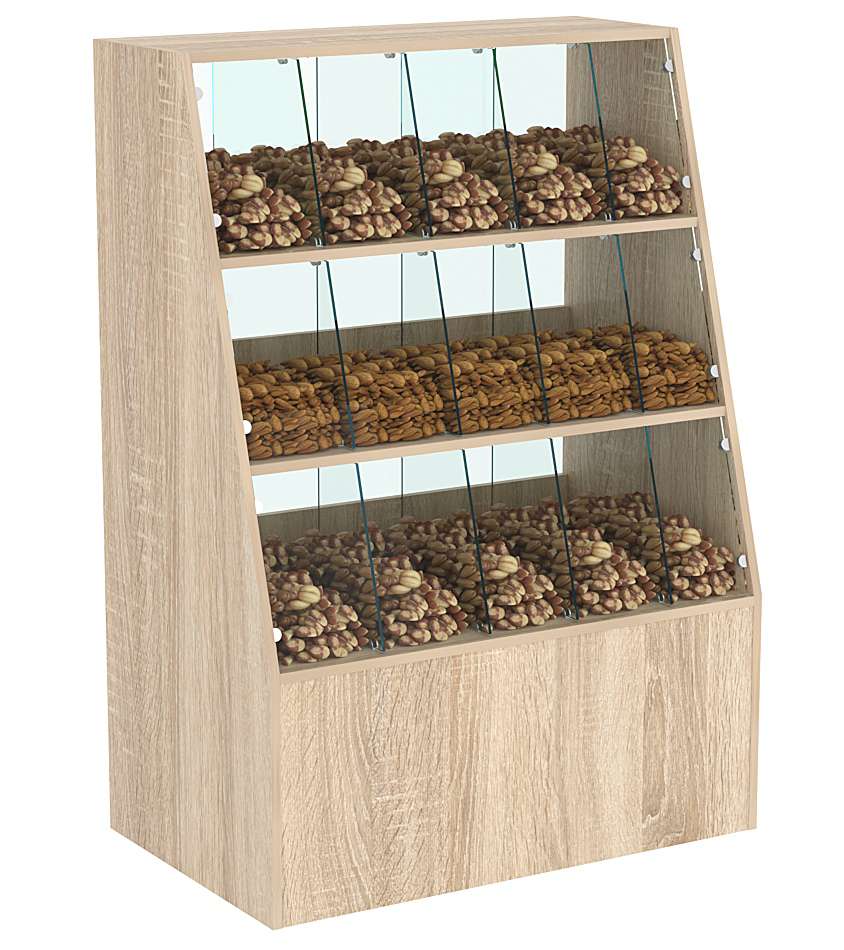 Прилавок для конфет и орехов на тринадцать ячеек №2 Дуб сонома