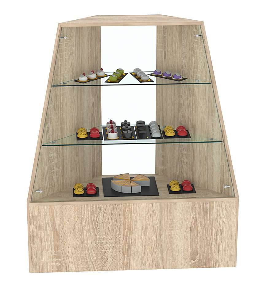 Прилавок для конфет и орехов угловой с двумя прозрачными полками №2 Дуб сонома