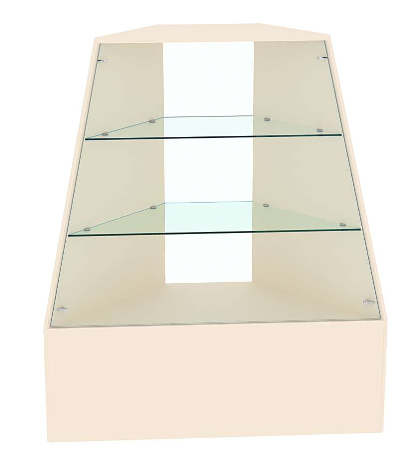 Прилавок для конфет и орехов угловой с двумя прозрачными полками №2 Крем Вайс