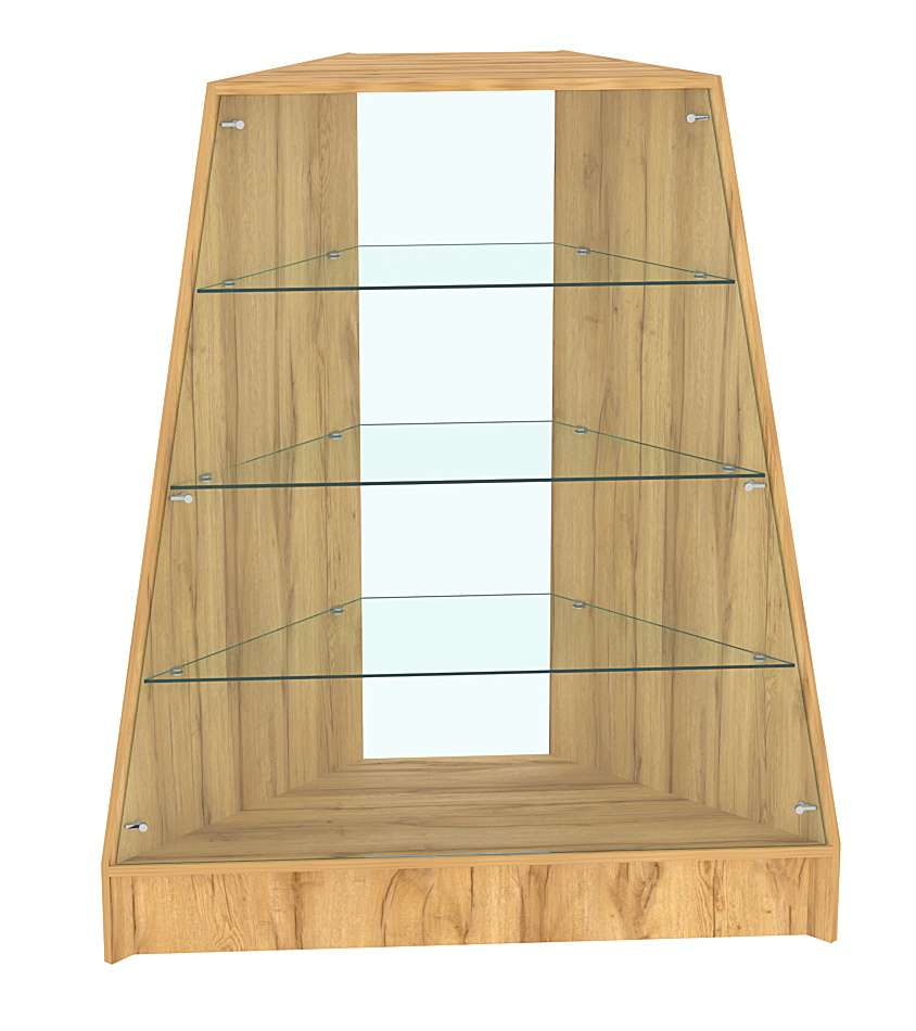 Прилавок для конфет и орехов угловой с низким подиумом №3 Дуб Золотистый