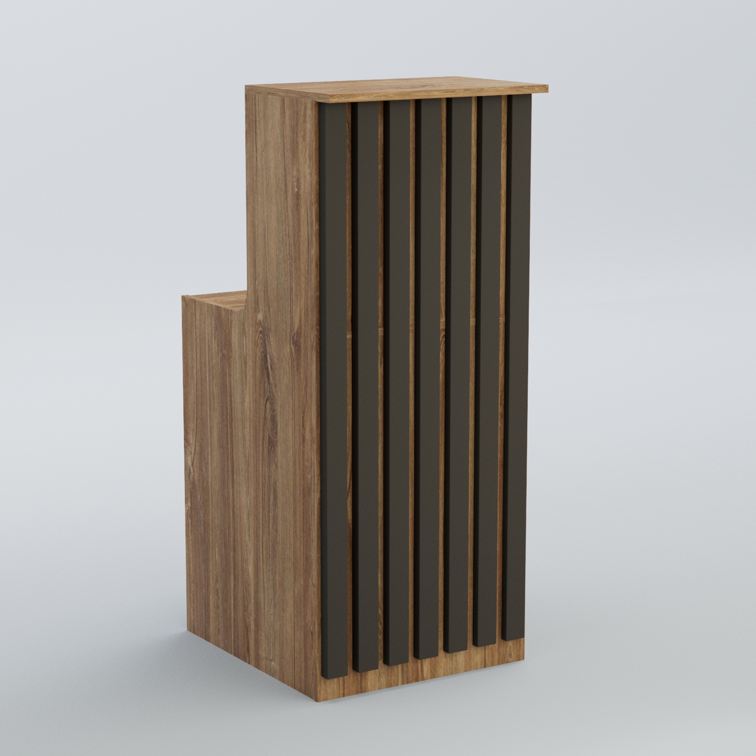 Ресепшен узкий серии ПРИЛИВ №2 Дуб Канзас Коричнерый + черный