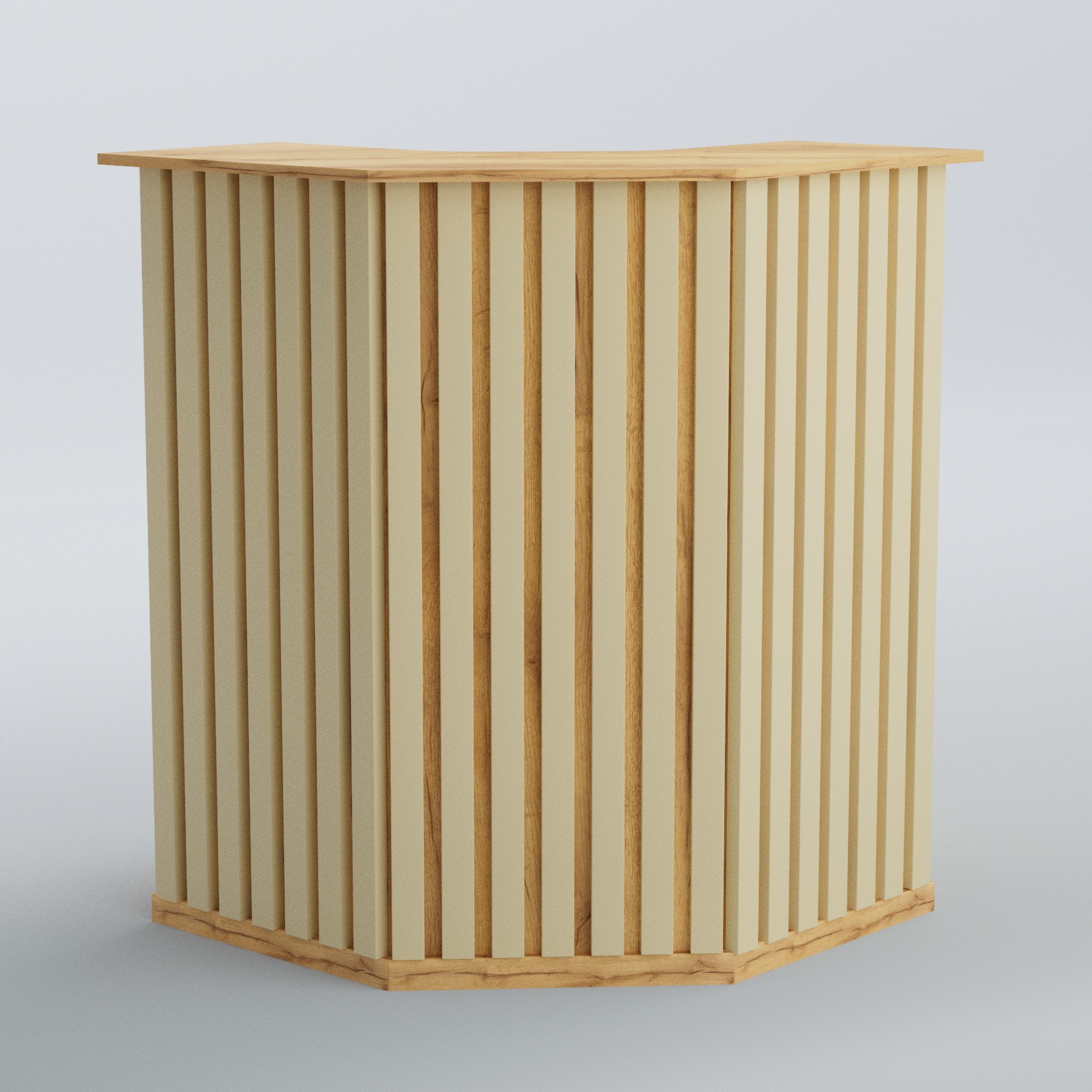 Ресепшен угловой серии ПРИЛИВ №3 Дуб Золотистый и Крем Вайс