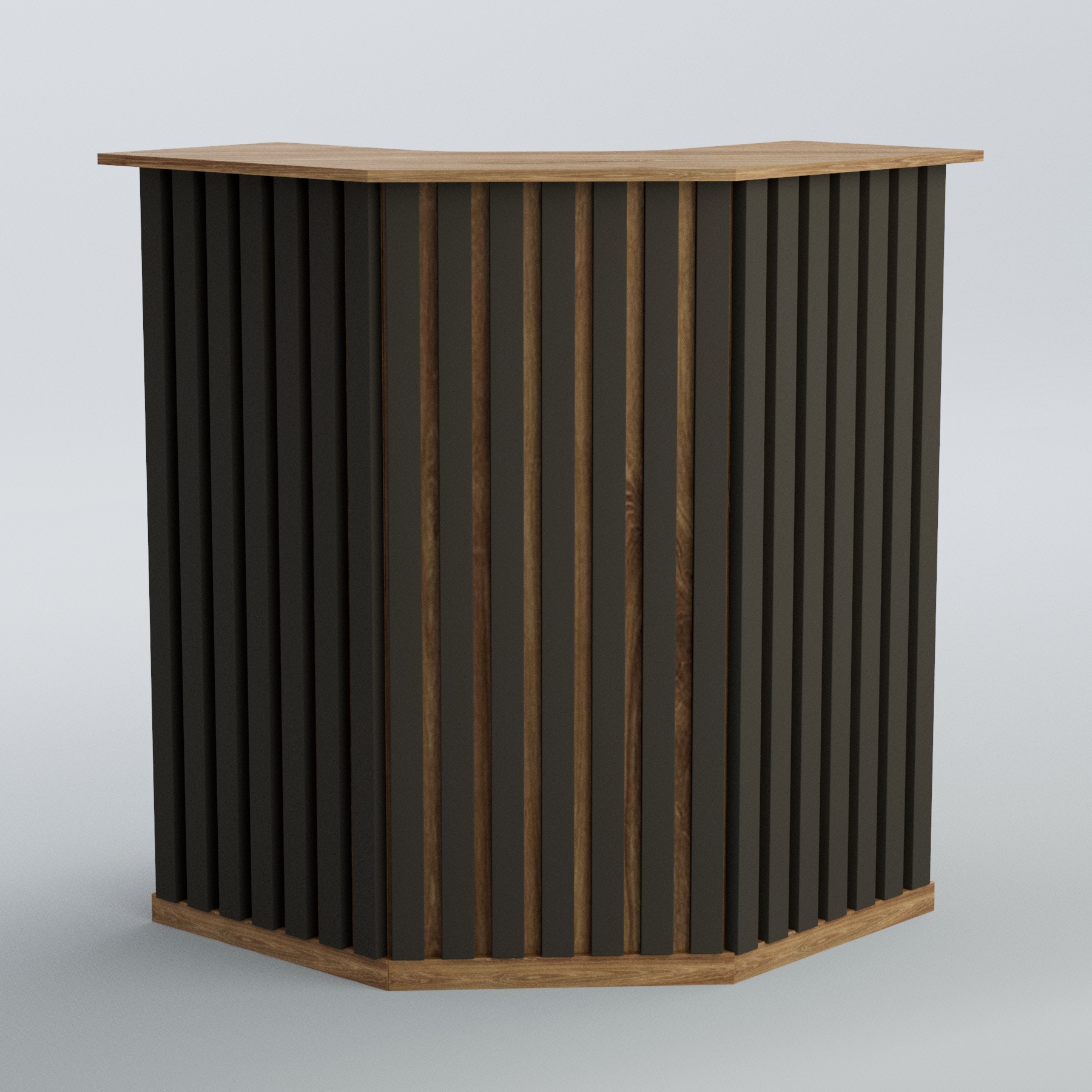 Ресепшен угловой серии ПРИЛИВ №3 Дуб Канзас Коричнерый + черный