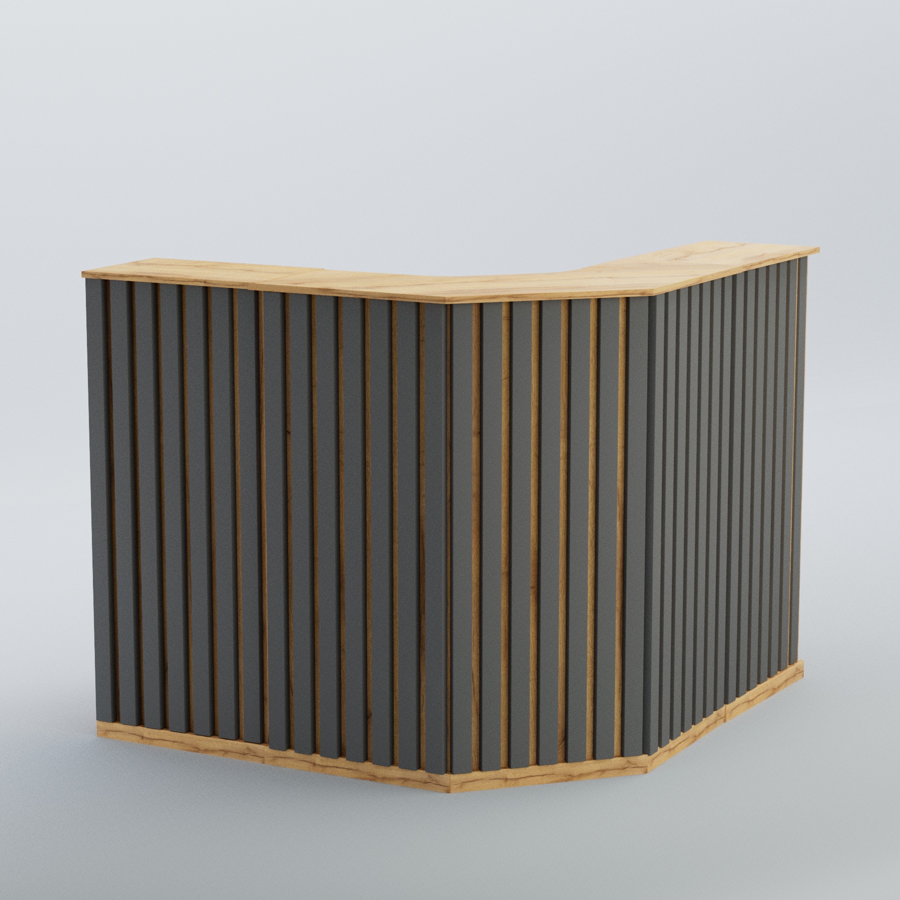 Ресепшен Г-образный серии ПРИЛИВ №4 Дуб Золотистый и Темно-Серый