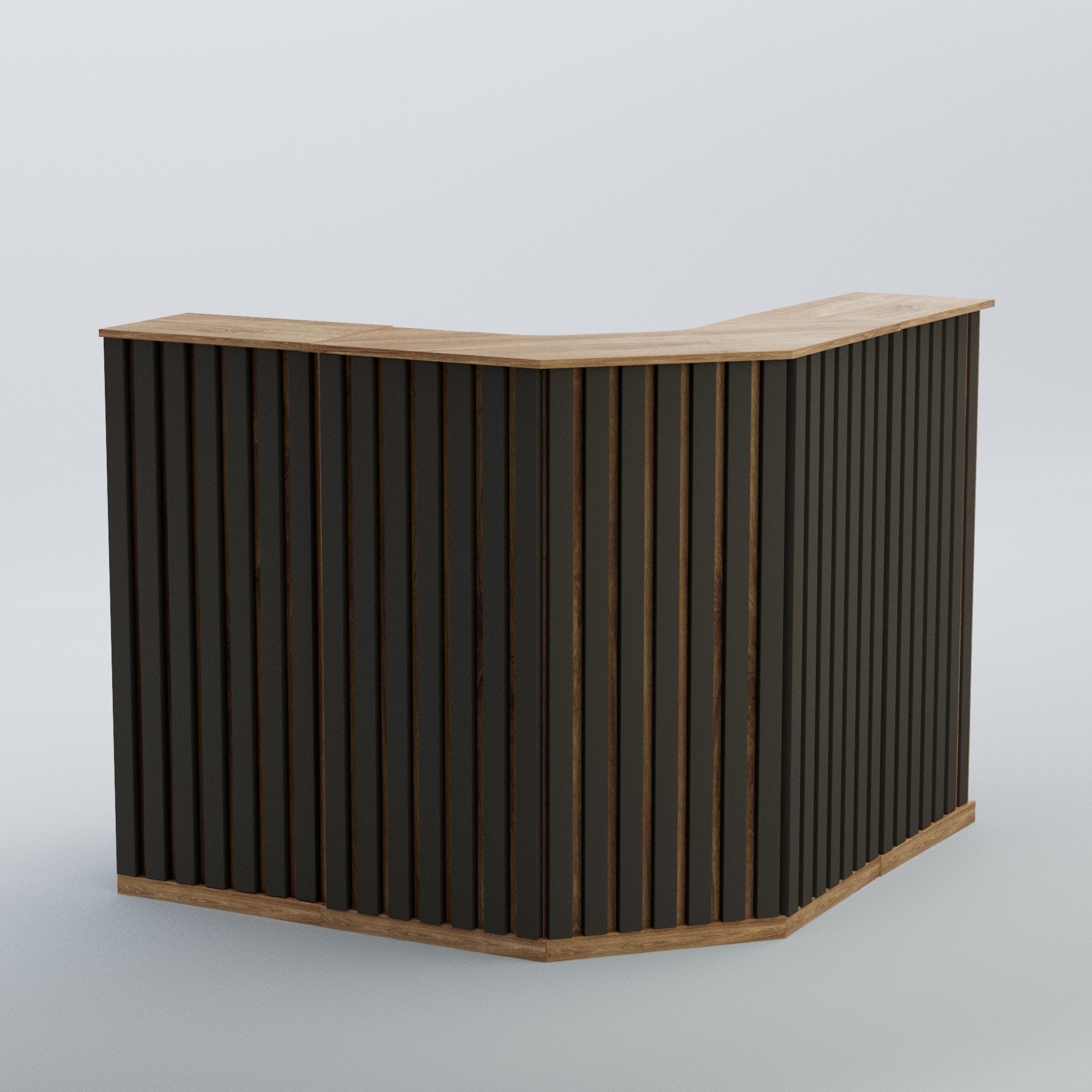 Ресепшен Г-образный серии ПРИЛИВ №4 Дуб Канзас Коричнерый + черный