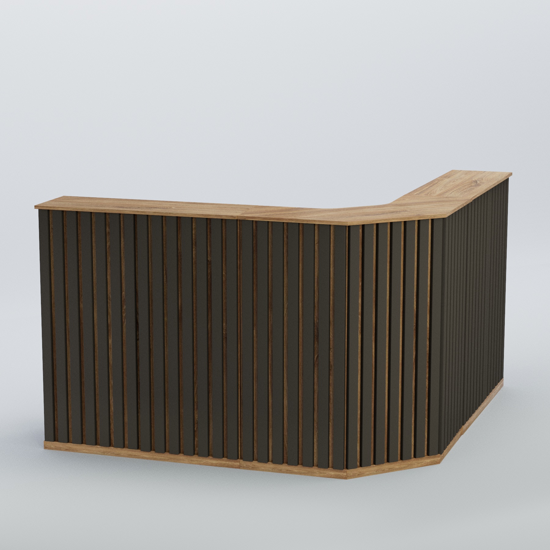 Ресепшен угловой большой серии ПРИЛИВ №5 Дуб Канзас Коричнерый + черный