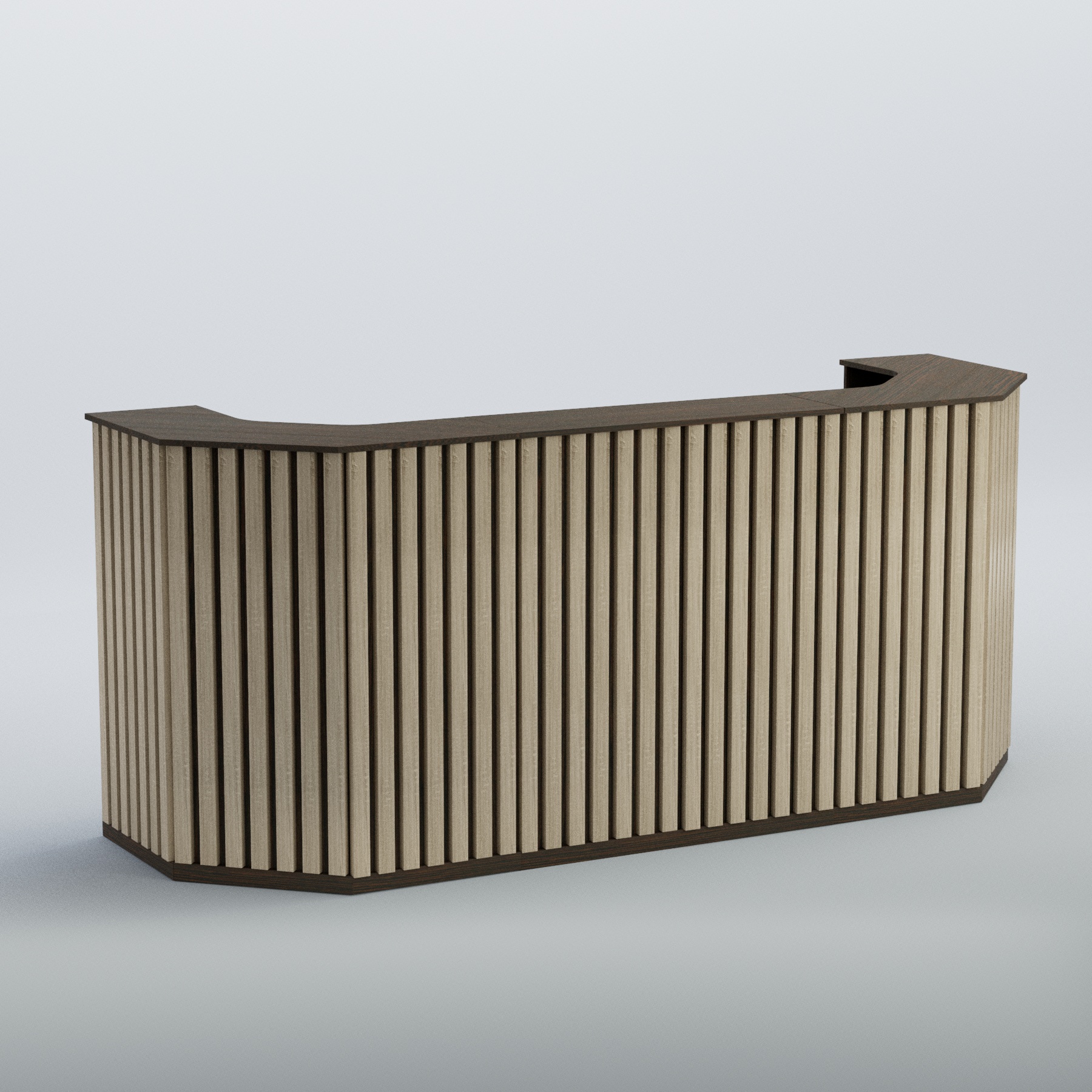 Ресепшен со скошенными углами серии ПРИЛИВ №6 Дуб Венге + Дуб Сонома