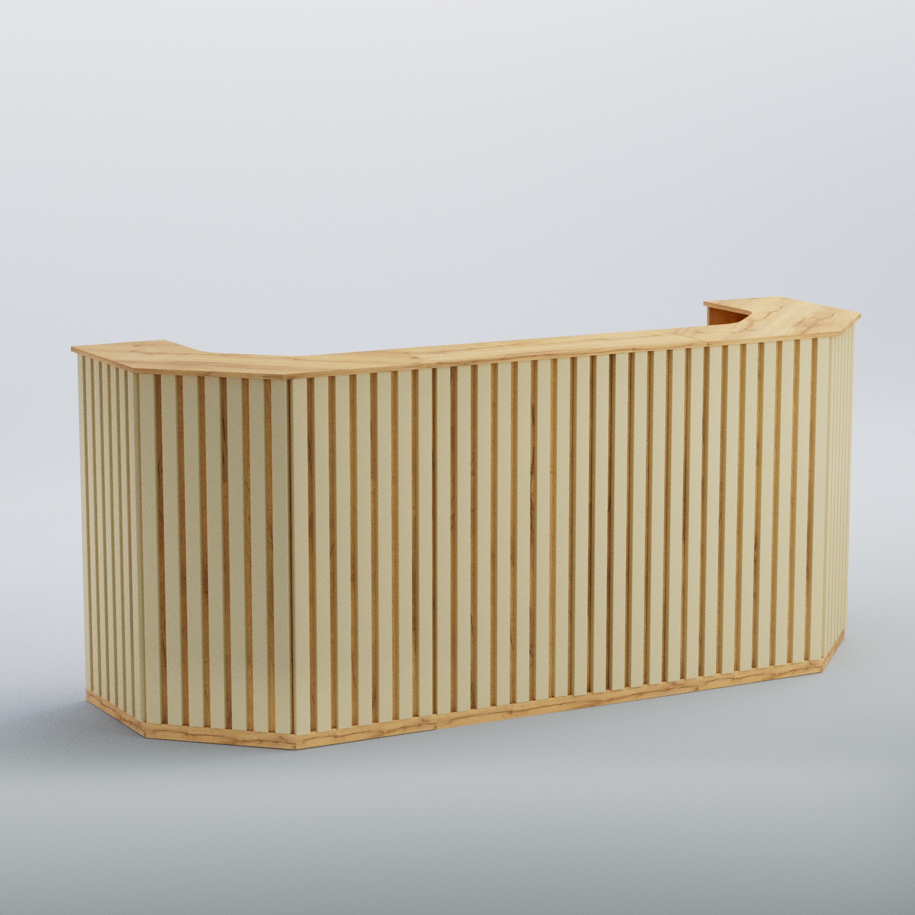 Ресепшен со скошенными углами серии ПРИЛИВ №6 Дуб Золотистый и Крем Вайс