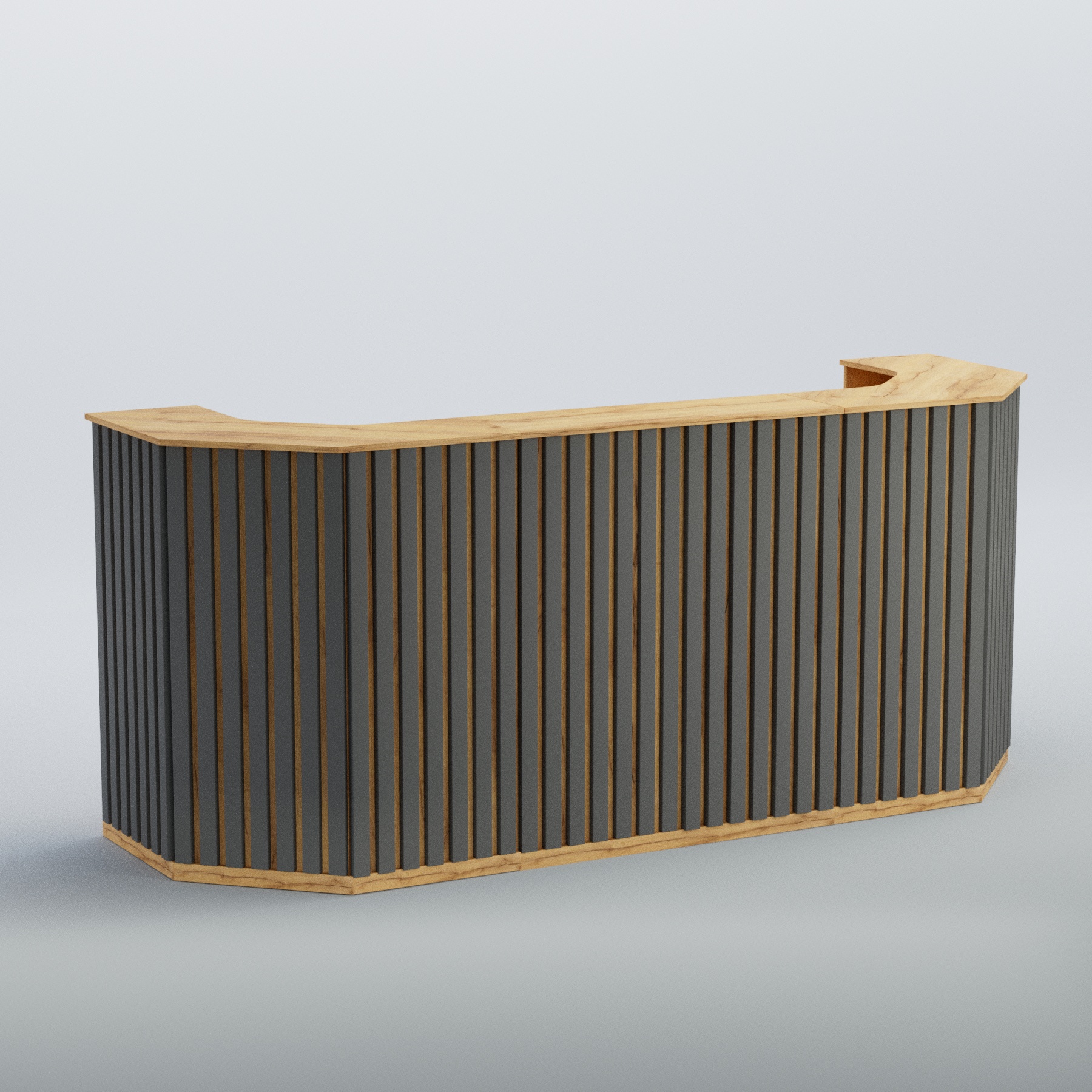 Ресепшен со скошенными углами серии ПРИЛИВ №6 Дуб Золотистый и Темно-Серый