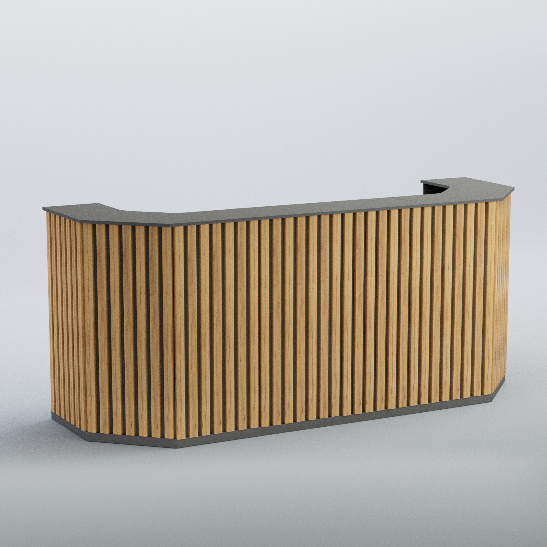 Ресепшен со скошенными углами серии ПРИЛИВ №6 Темно-серый и Дуб Золотистый