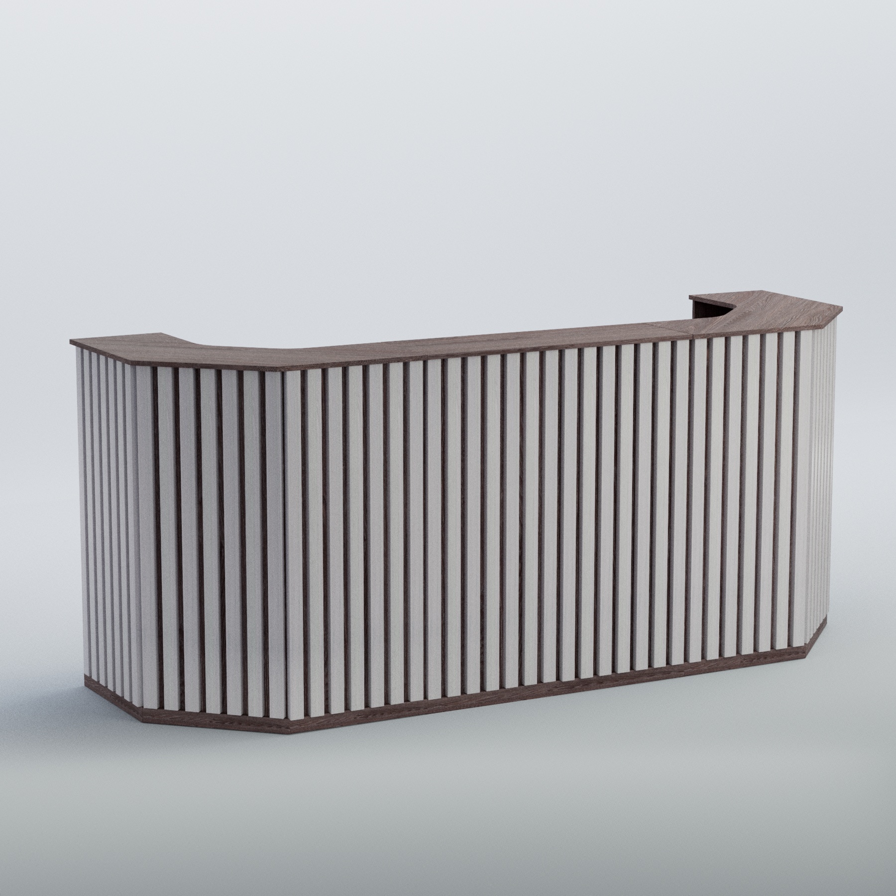 Ресепшен со скошенными углами серии ПРИЛИВ №6 Ясень Анкор темный + Ясень Анкор светлый