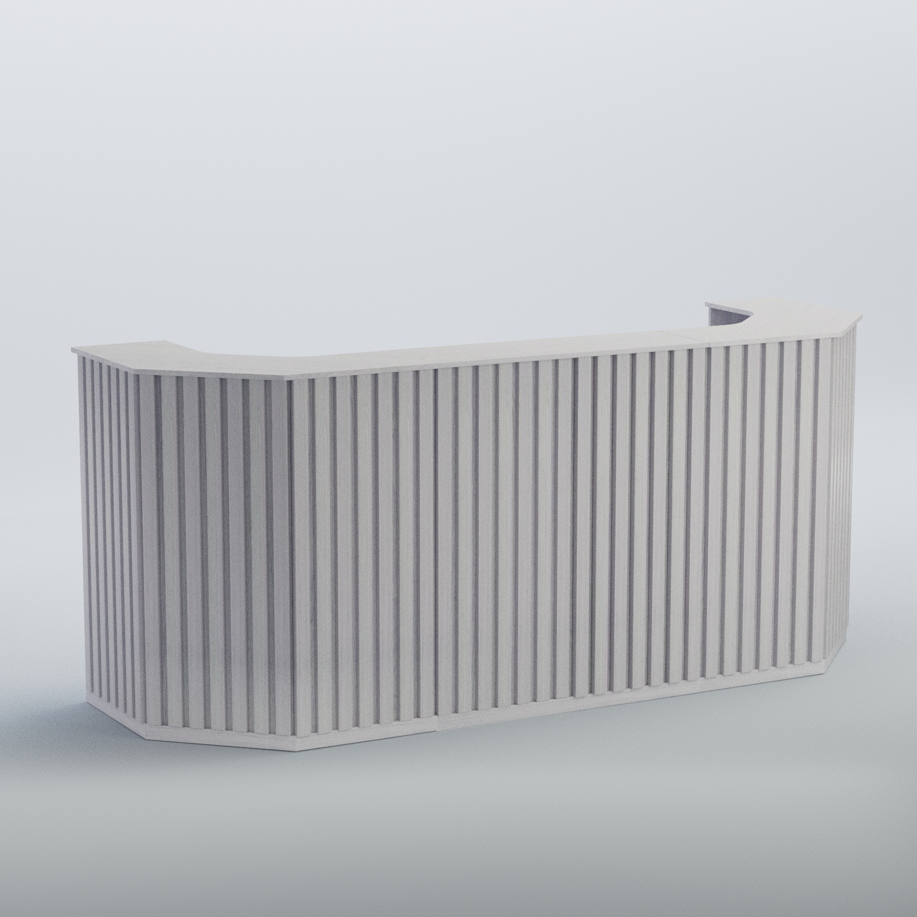 Ресепшен со скошенными углами серии ПРИЛИВ №6 Ясень Анкор светлый