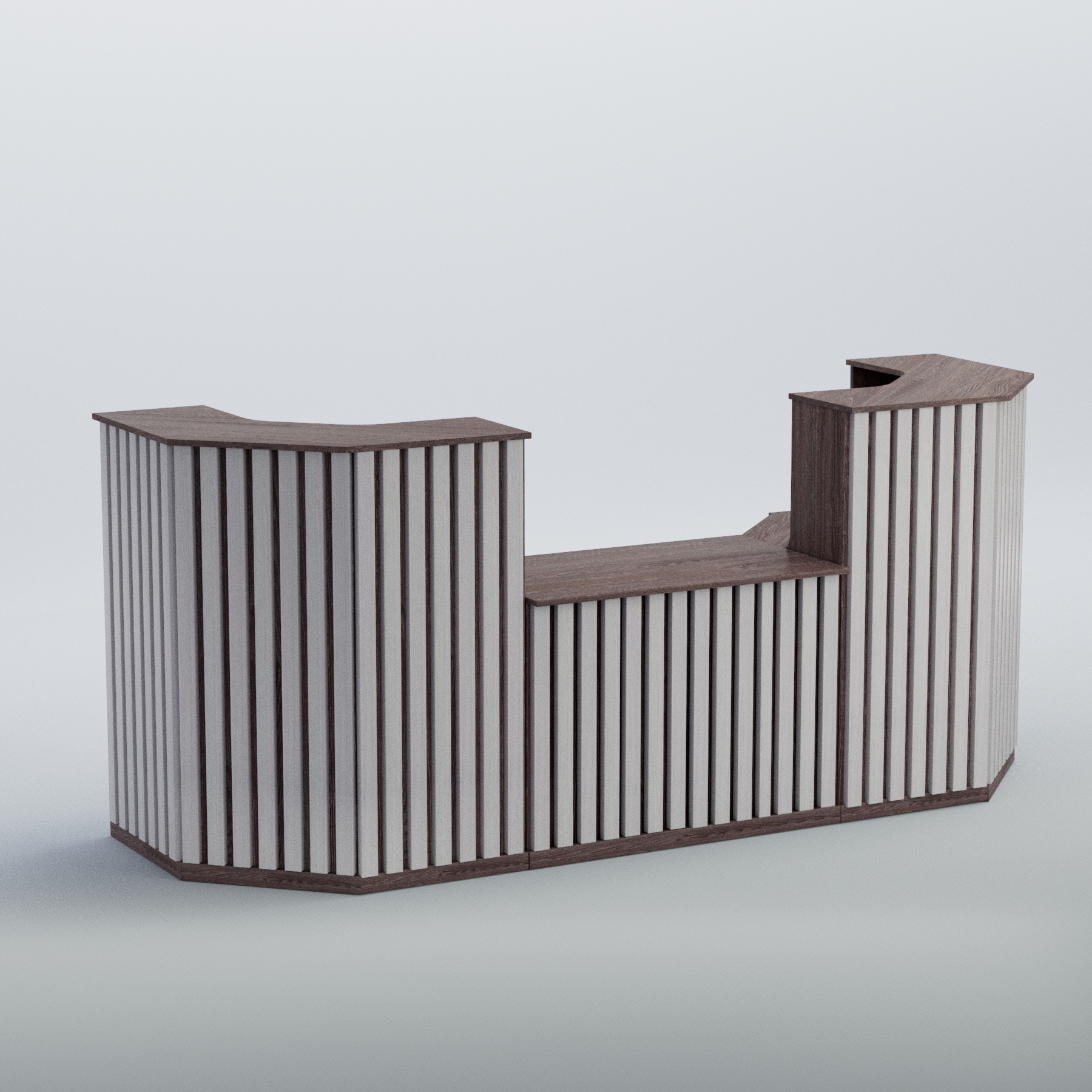 Ресепшен со столом выдачи серии ПРИЛИВ №7 Ясень Анкор темный + Ясень Анкор светлый