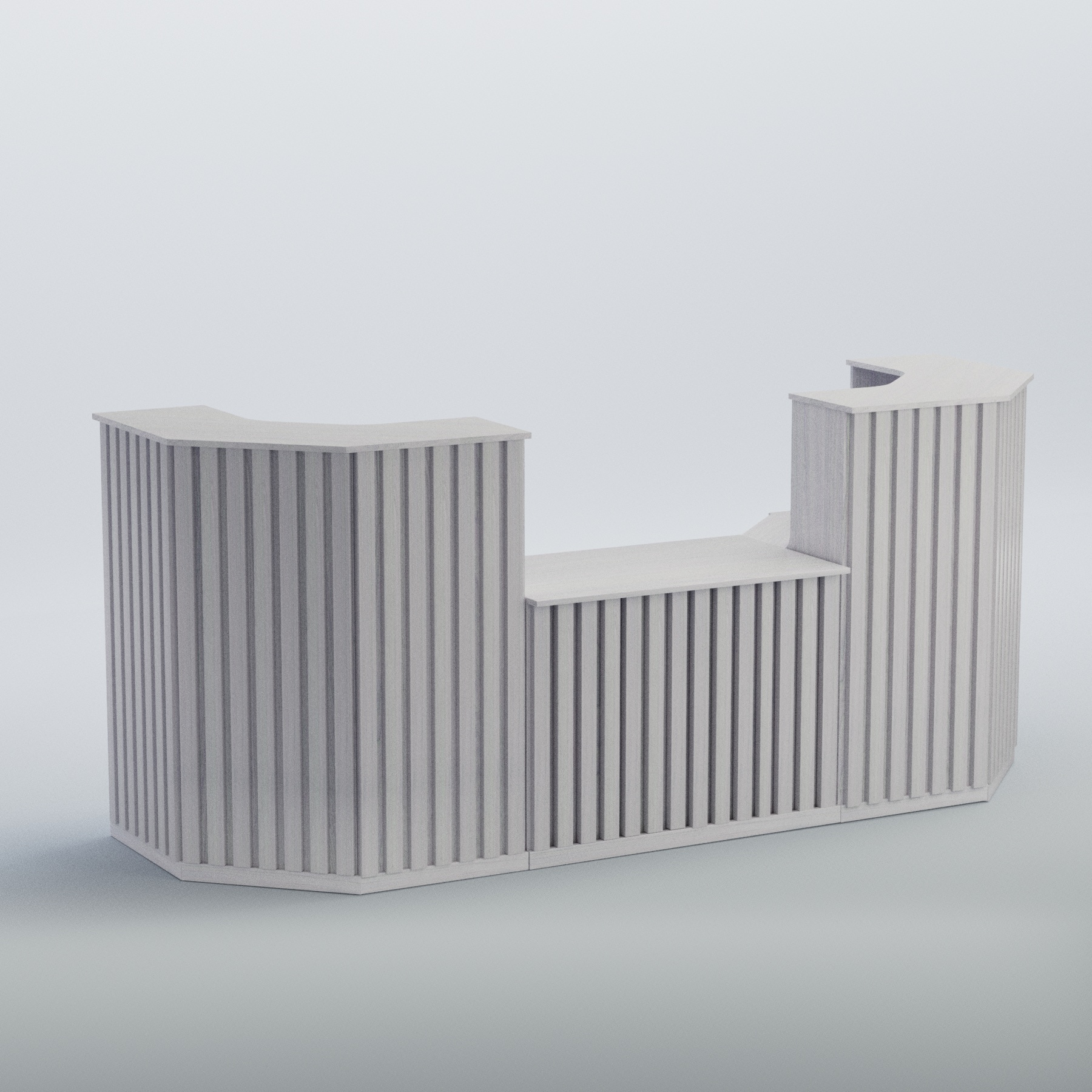 Ресепшен со столом выдачи серии ПРИЛИВ №7 Ясень Анкор светлый