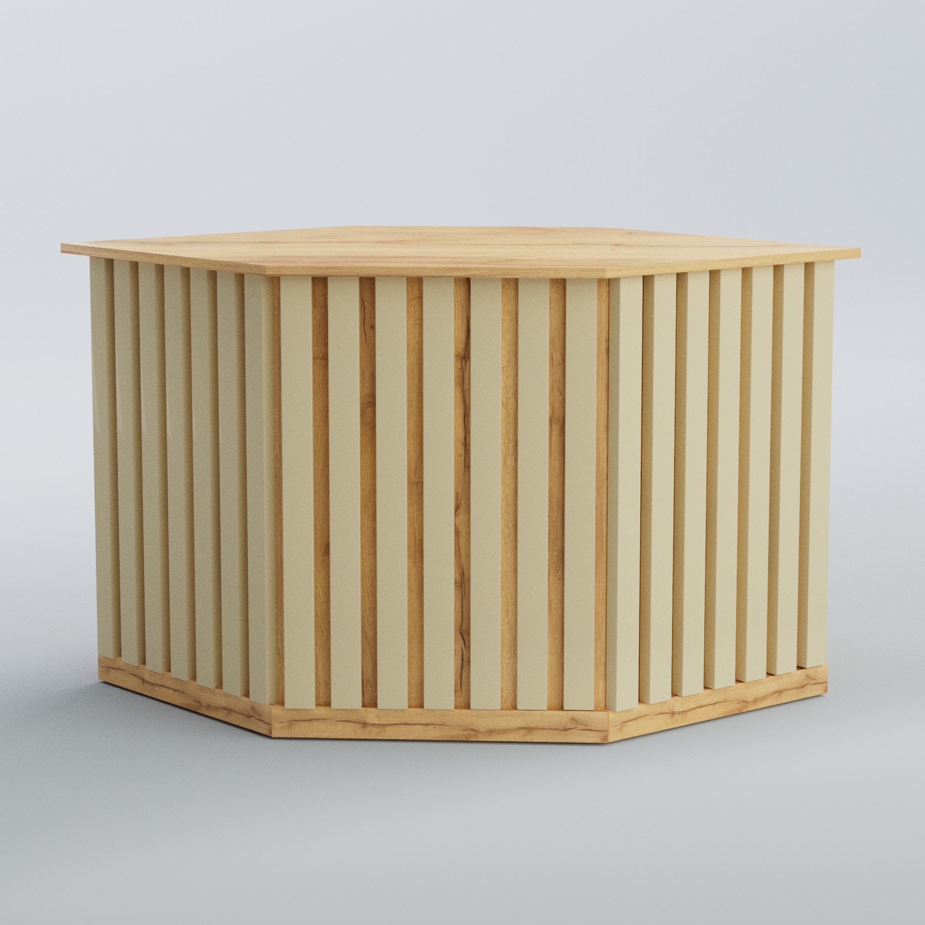 Ресепшен - стол угловой серии ПРИЛИВ №10 Дуб Золотистый и Крем Вайс