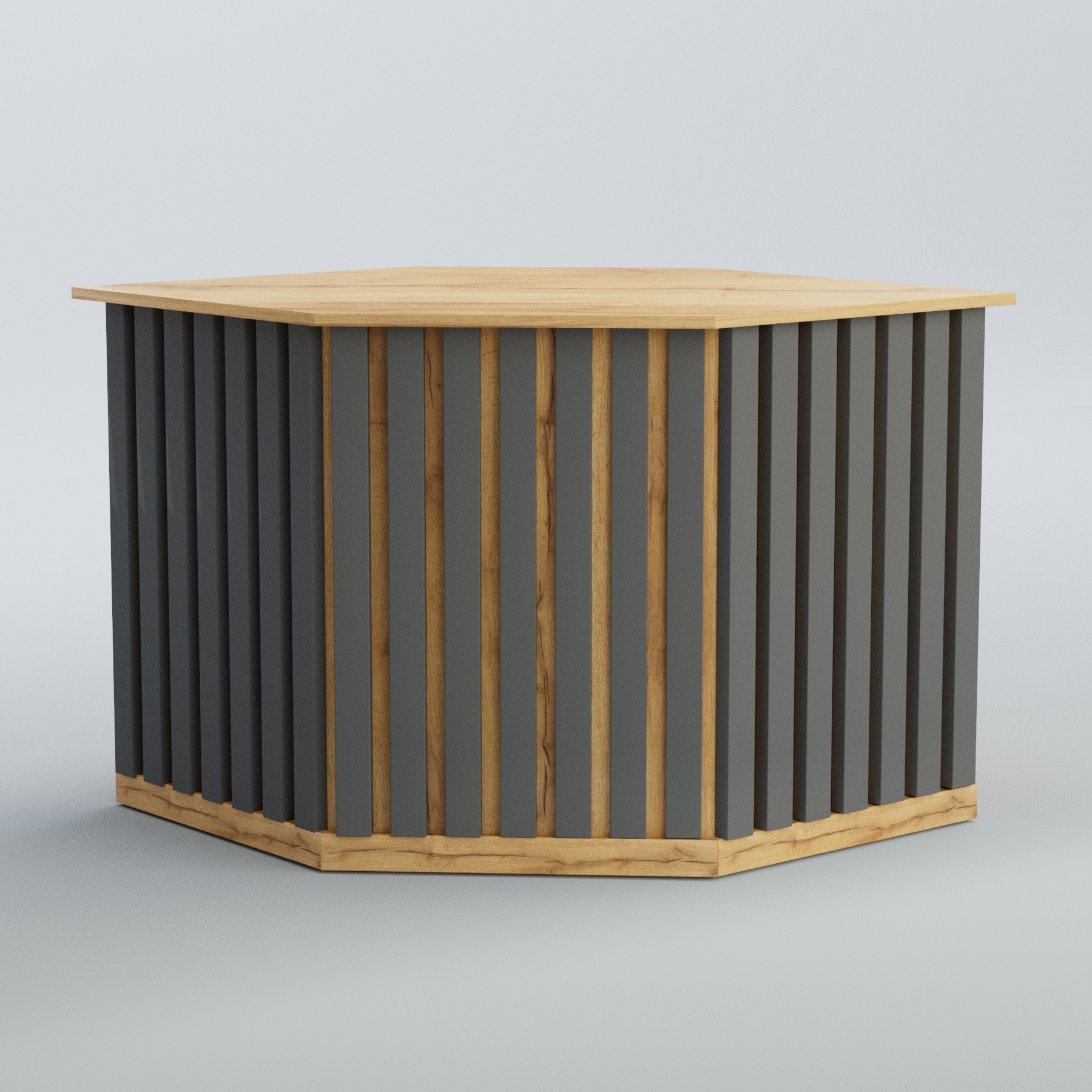 Ресепшен - стол угловой серии ПРИЛИВ №10 Дуб Золотистый и Темно-Серый